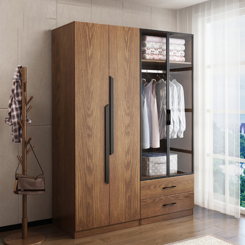 Wooden wardrobe with glass door