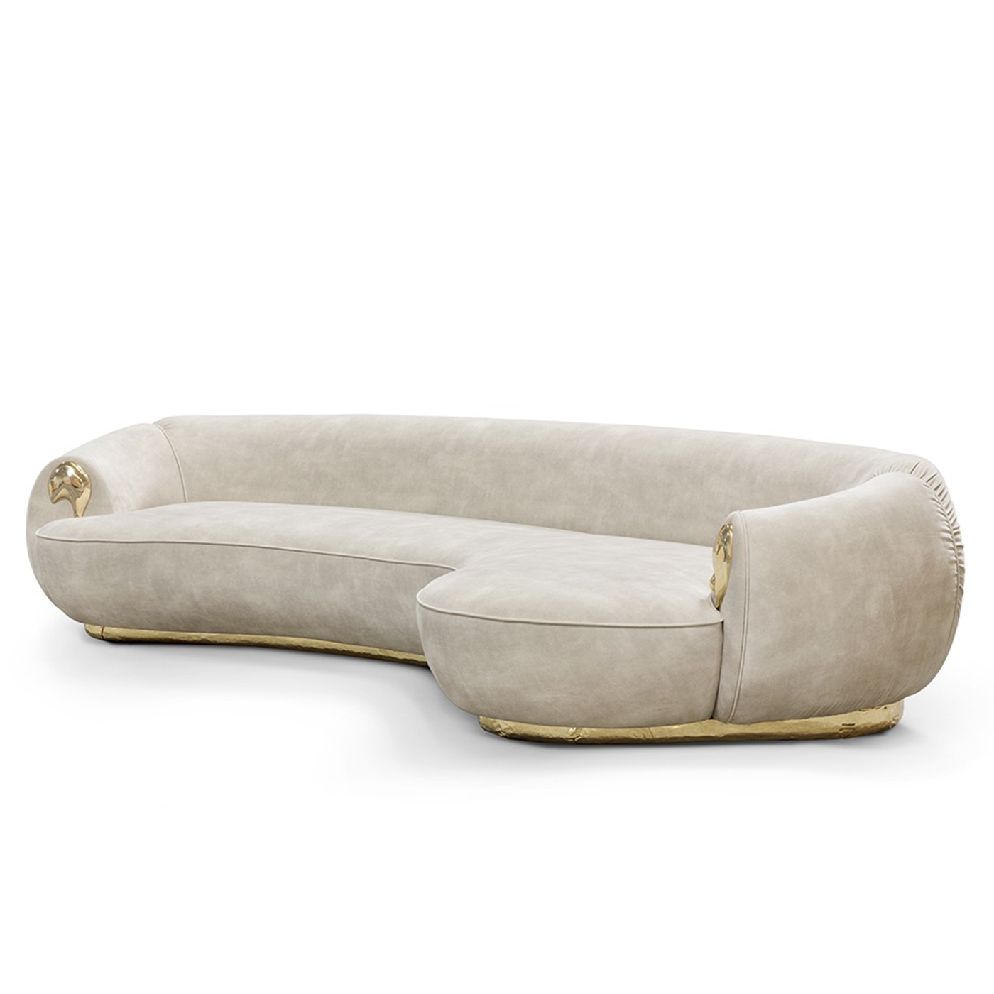 NEBET Luxurious Large Sofa in Gold Leather