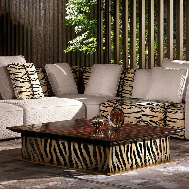 Zebra Line Center Table and Side Table