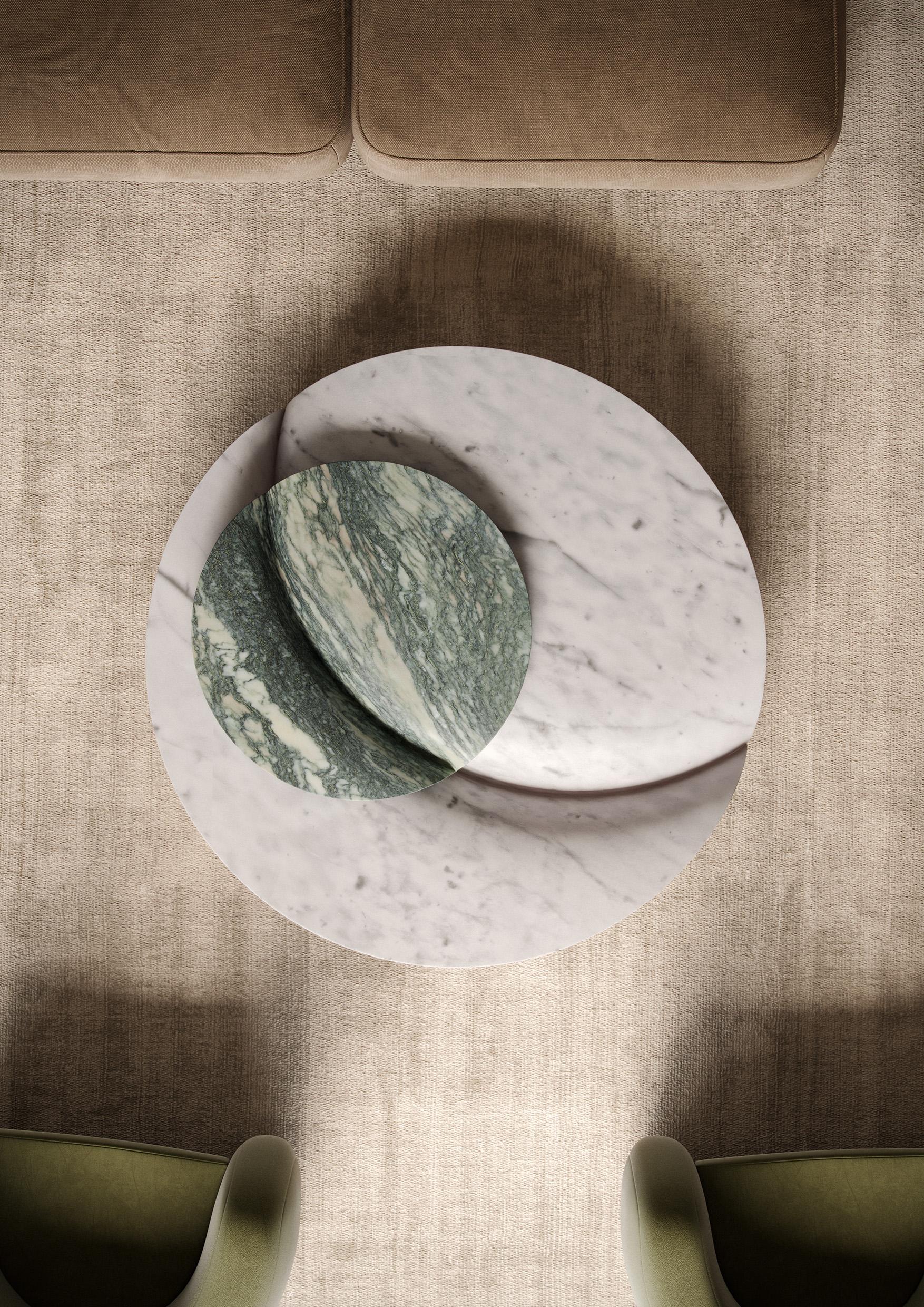 Modern green and white marble table