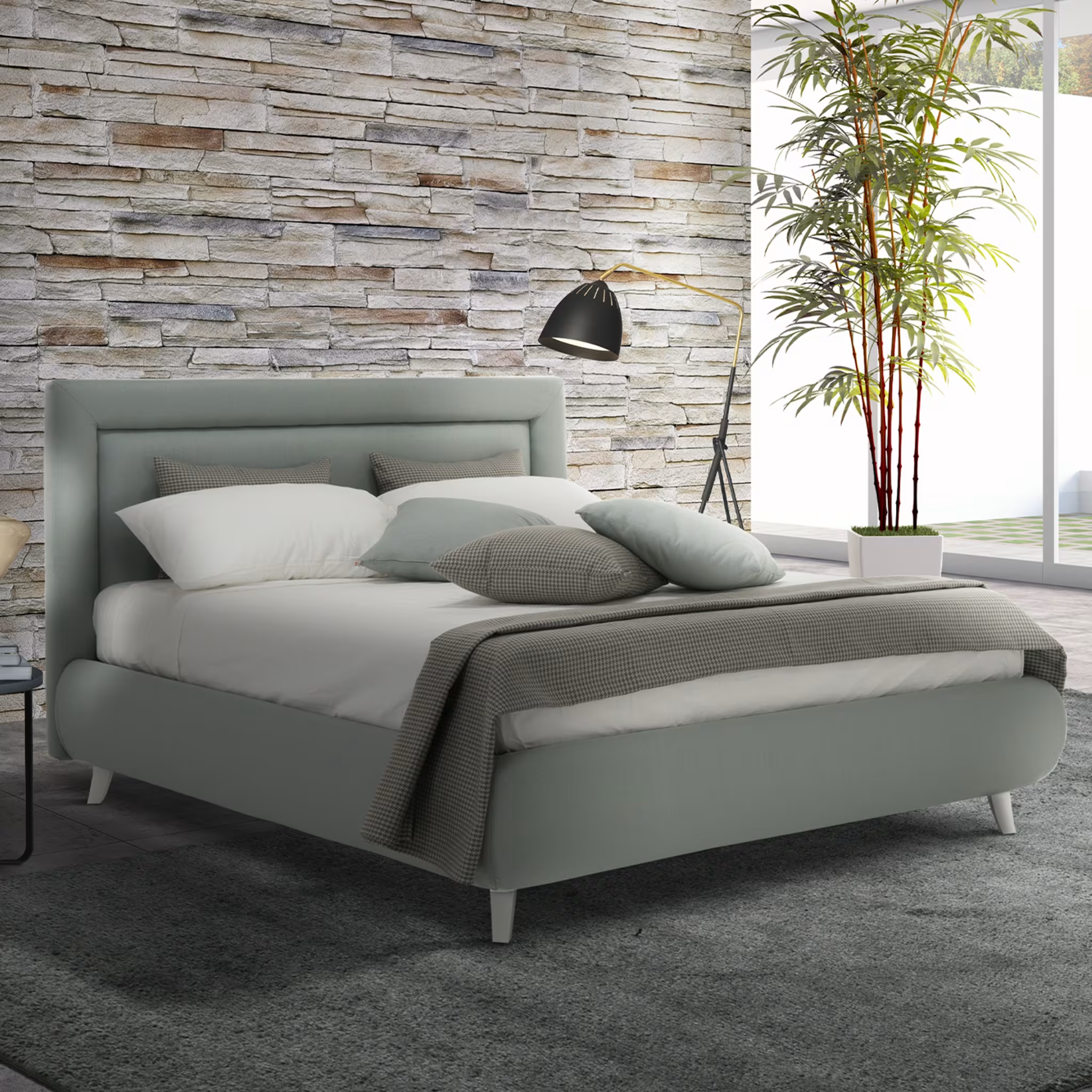 Casper sage-green double bed