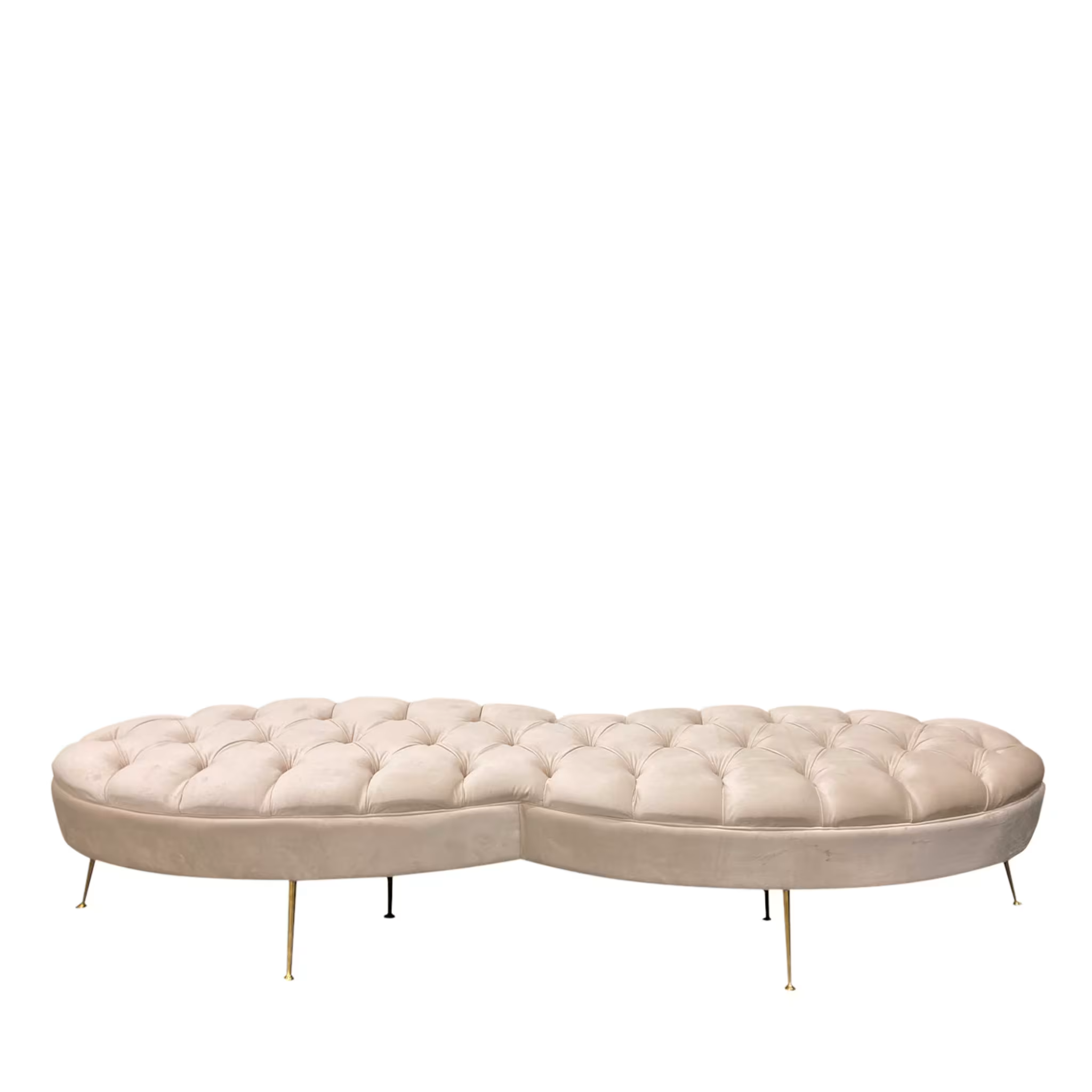 Beige tufted bench
