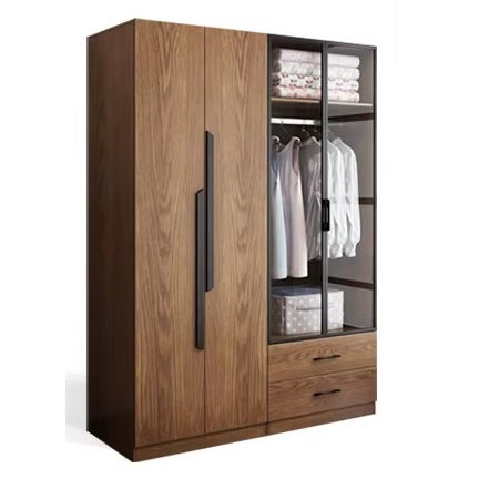 Wooden wardrobe with glass door