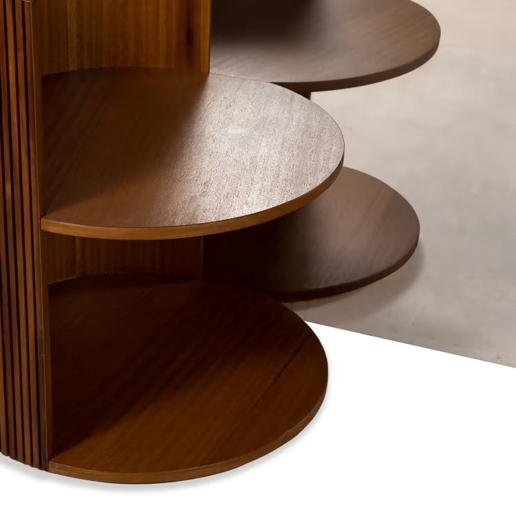 Verale wood and steel headboard with integrated night tables