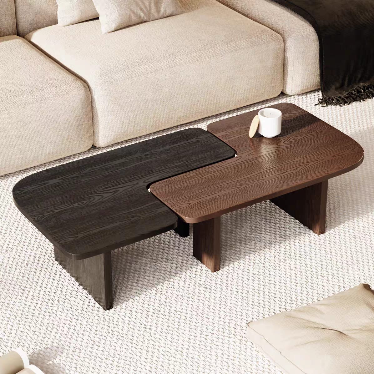 Modern Dual-Tone Puzzle Coffee Table Set