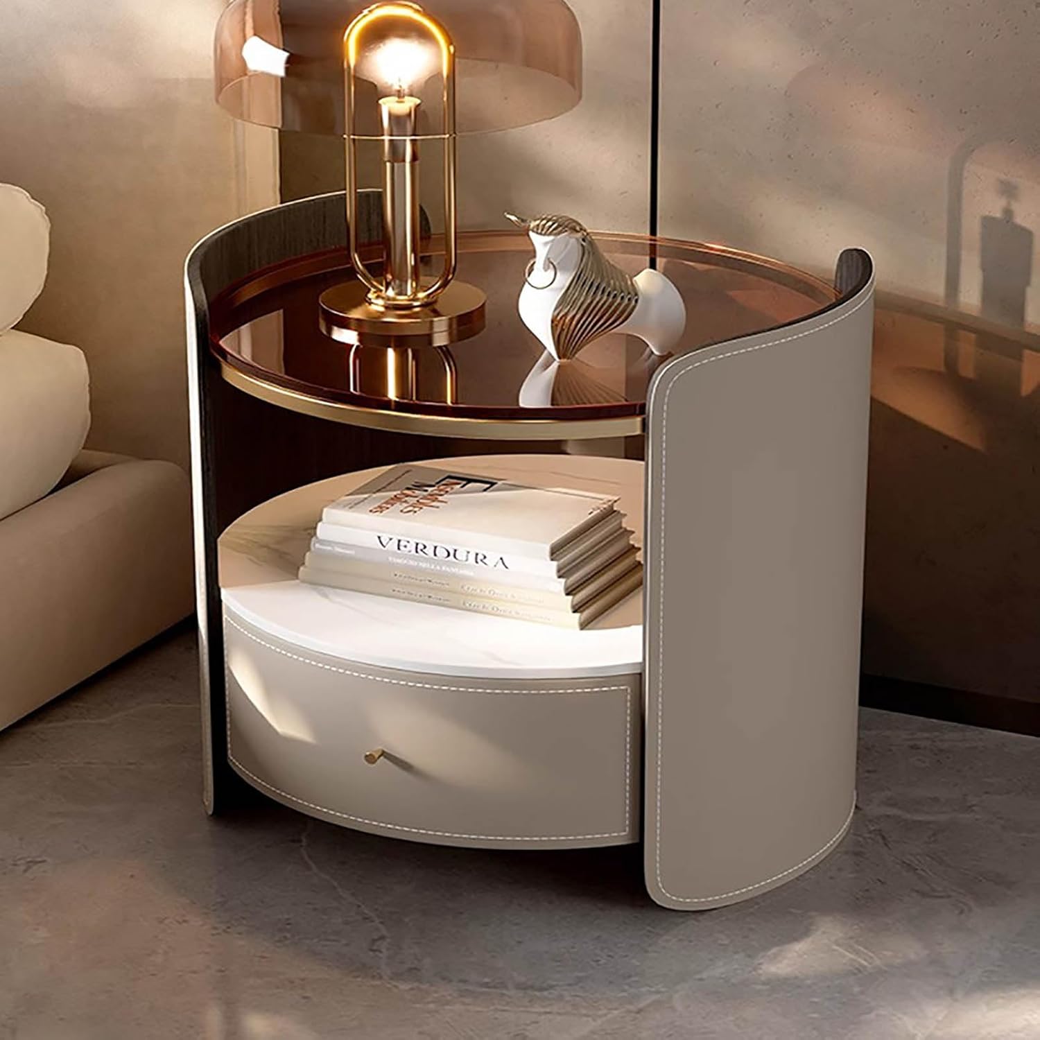 Luxury round nightstand