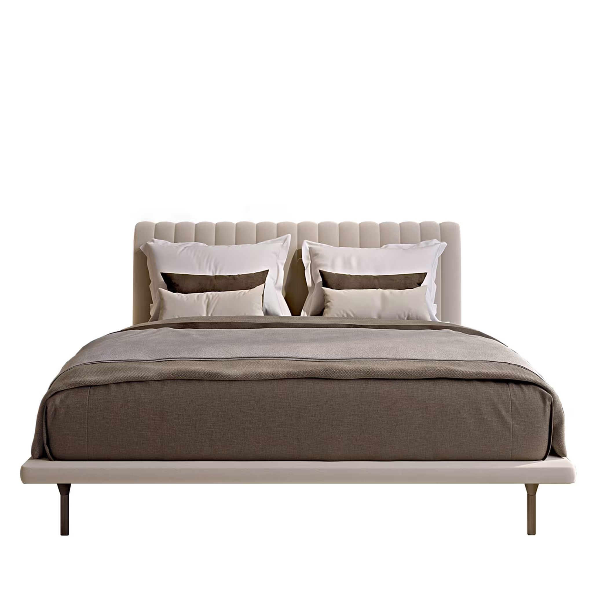 Opale small channeled beige double bed