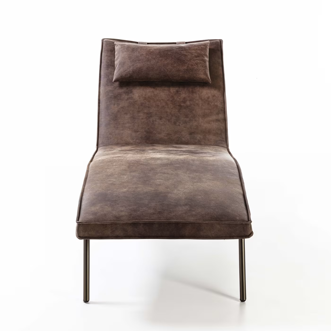 Vintage brown leather chaise longue