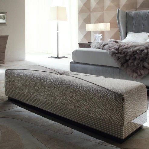 Beige velvet leather bench