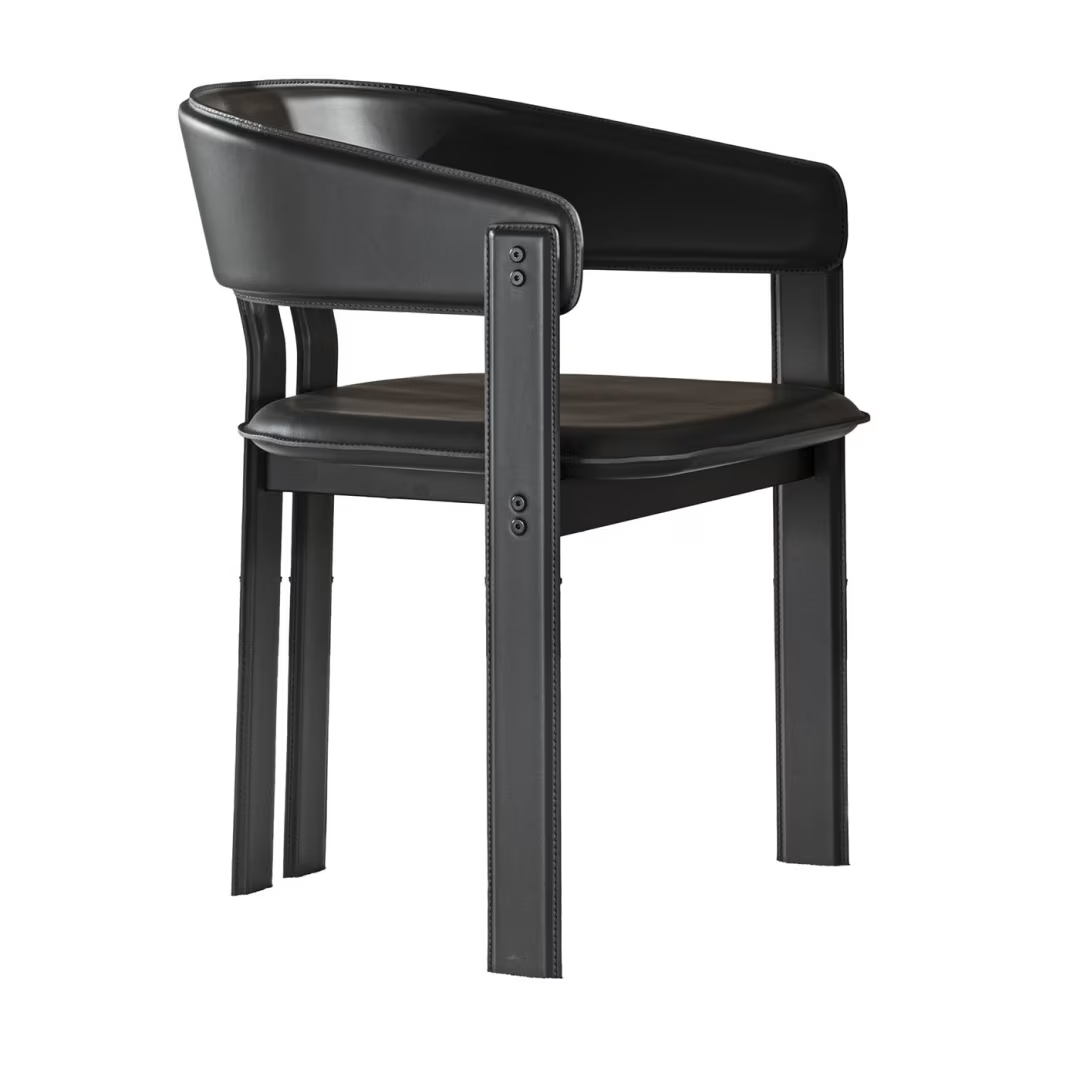 Igea arm black leather chair