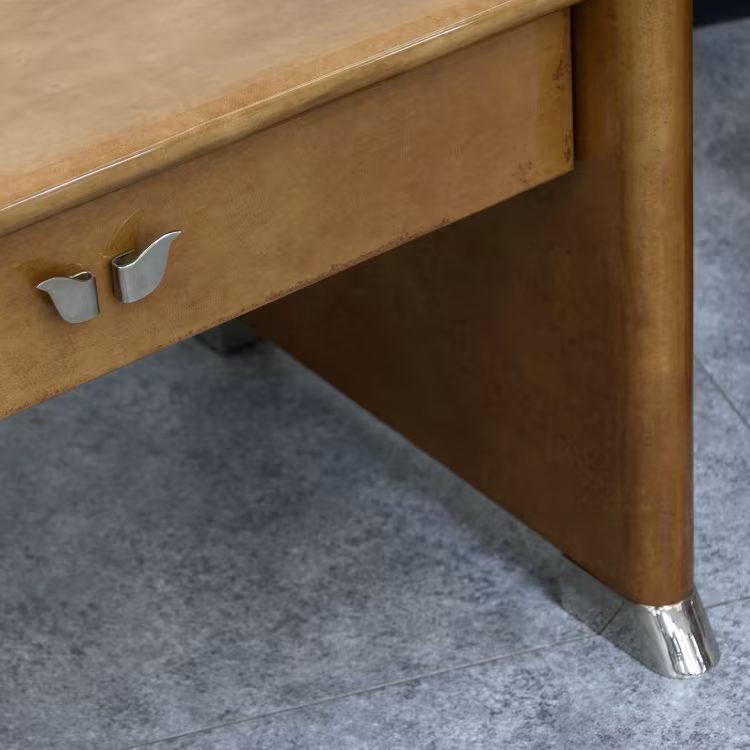 Vintage goatskin bedside table