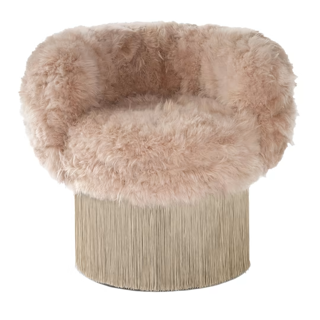 Cachemire fur pirouette swivel armchair