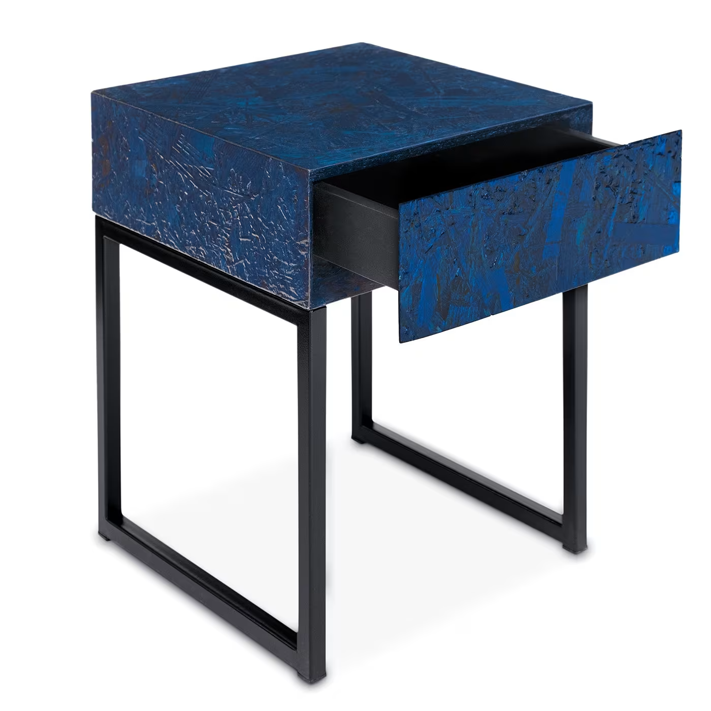 Spring bedside table with drawer blue