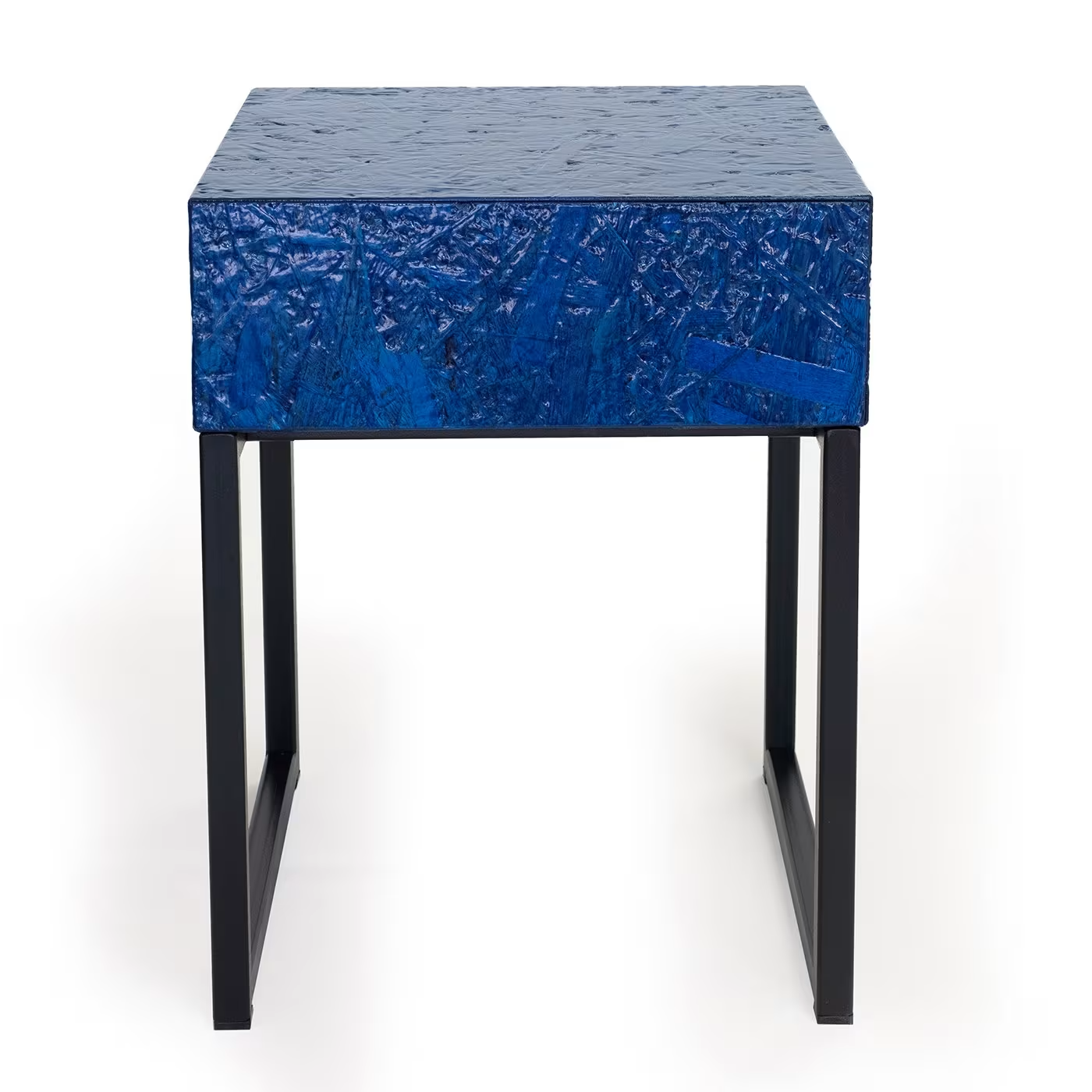 Spring bedside table with drawer blue
