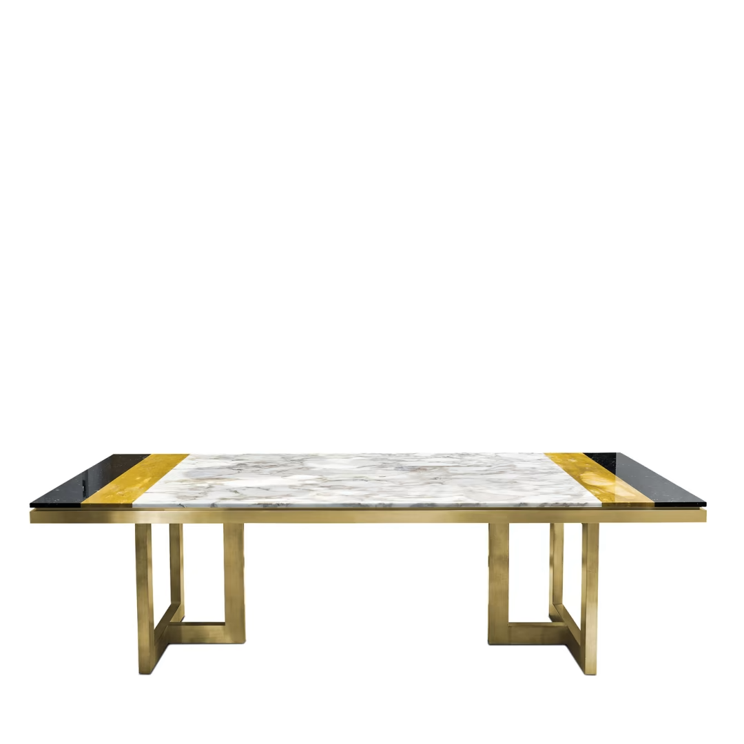 Otello table in calacatta and marquina marbles