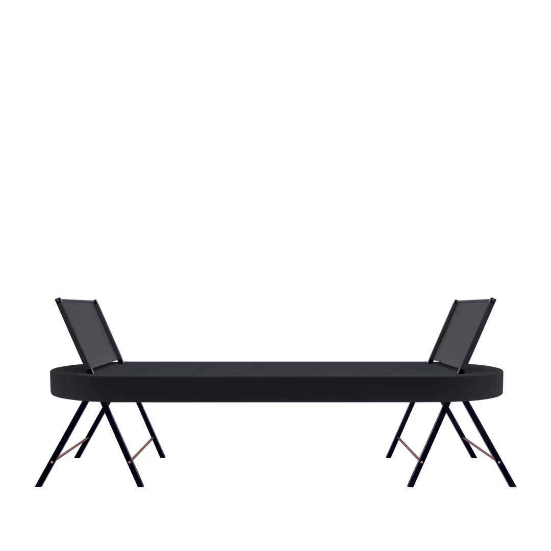 Black leather double daybed