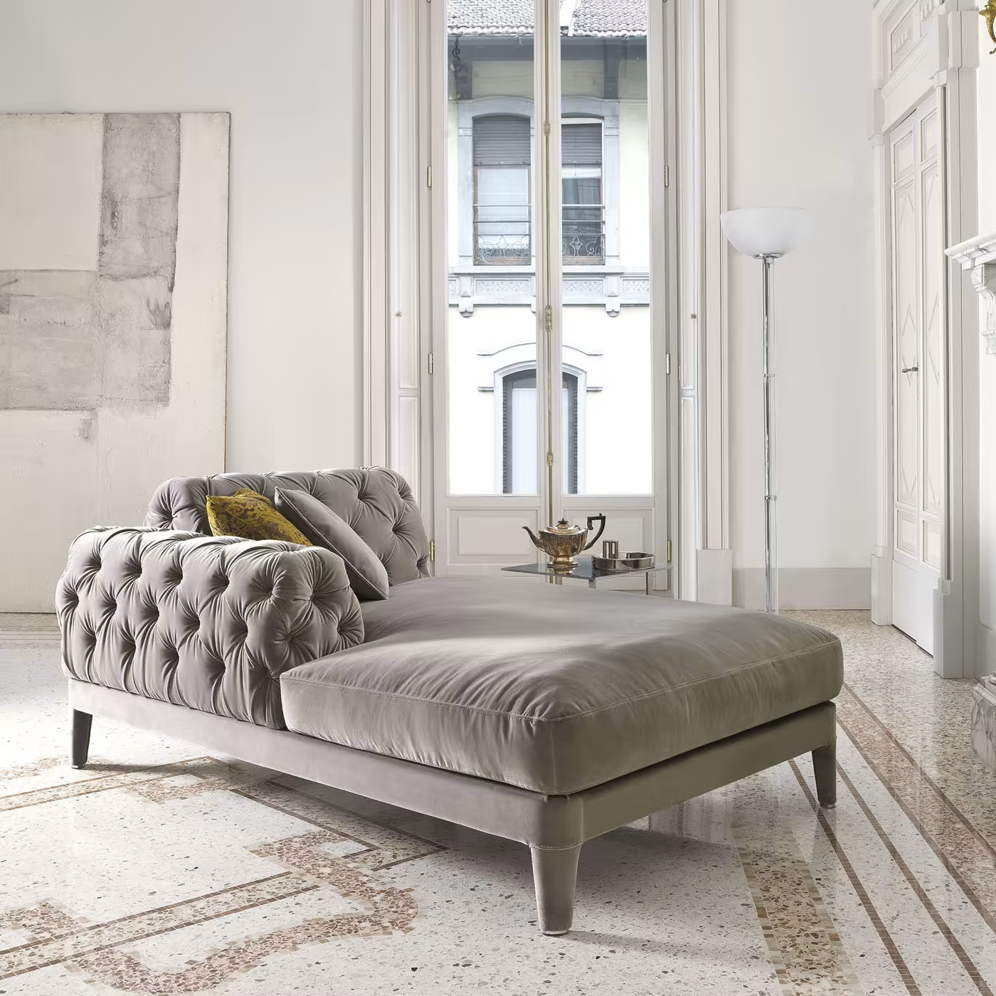 Elliot taupe chaise longue
