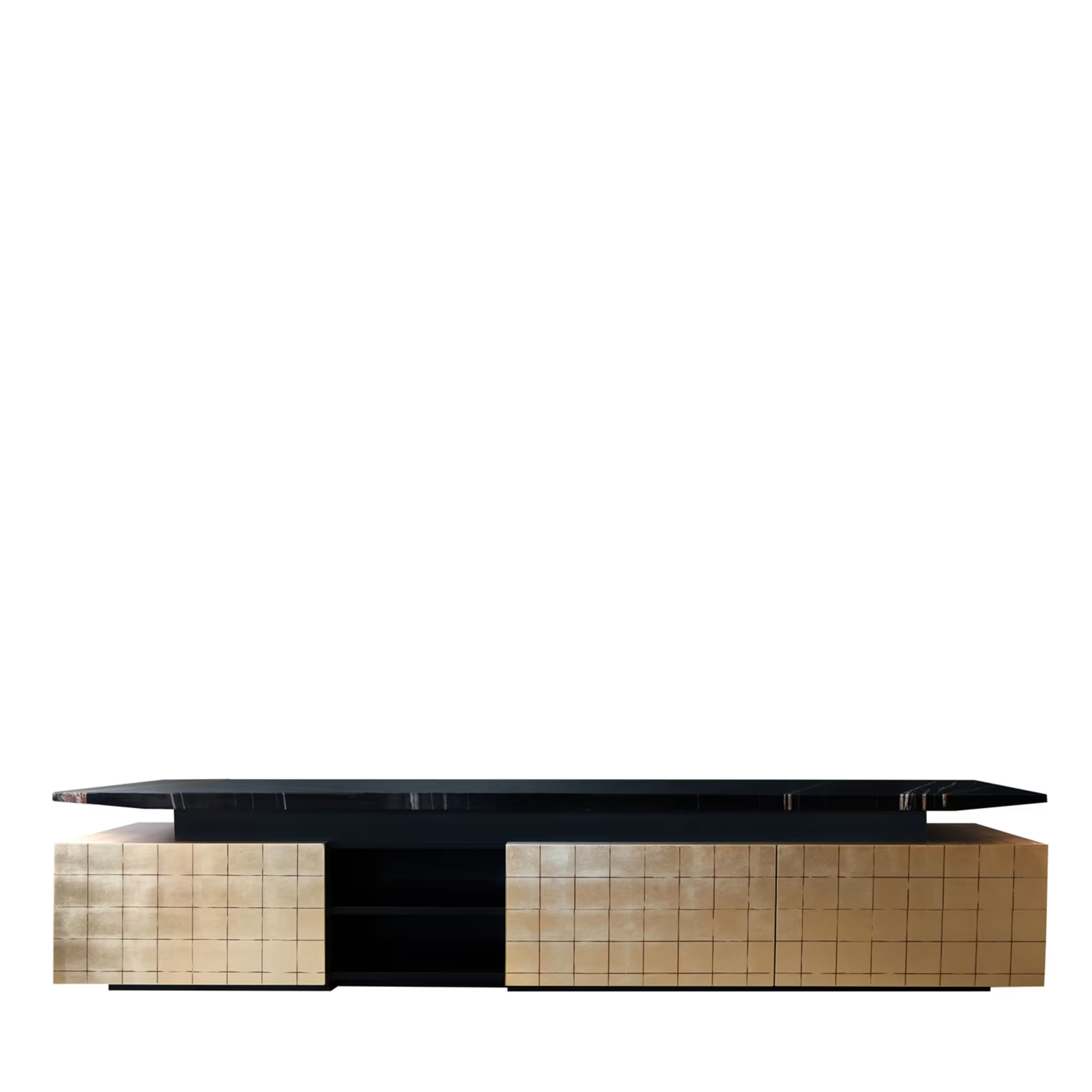 Katai golden media sideboard with black guinea marble top