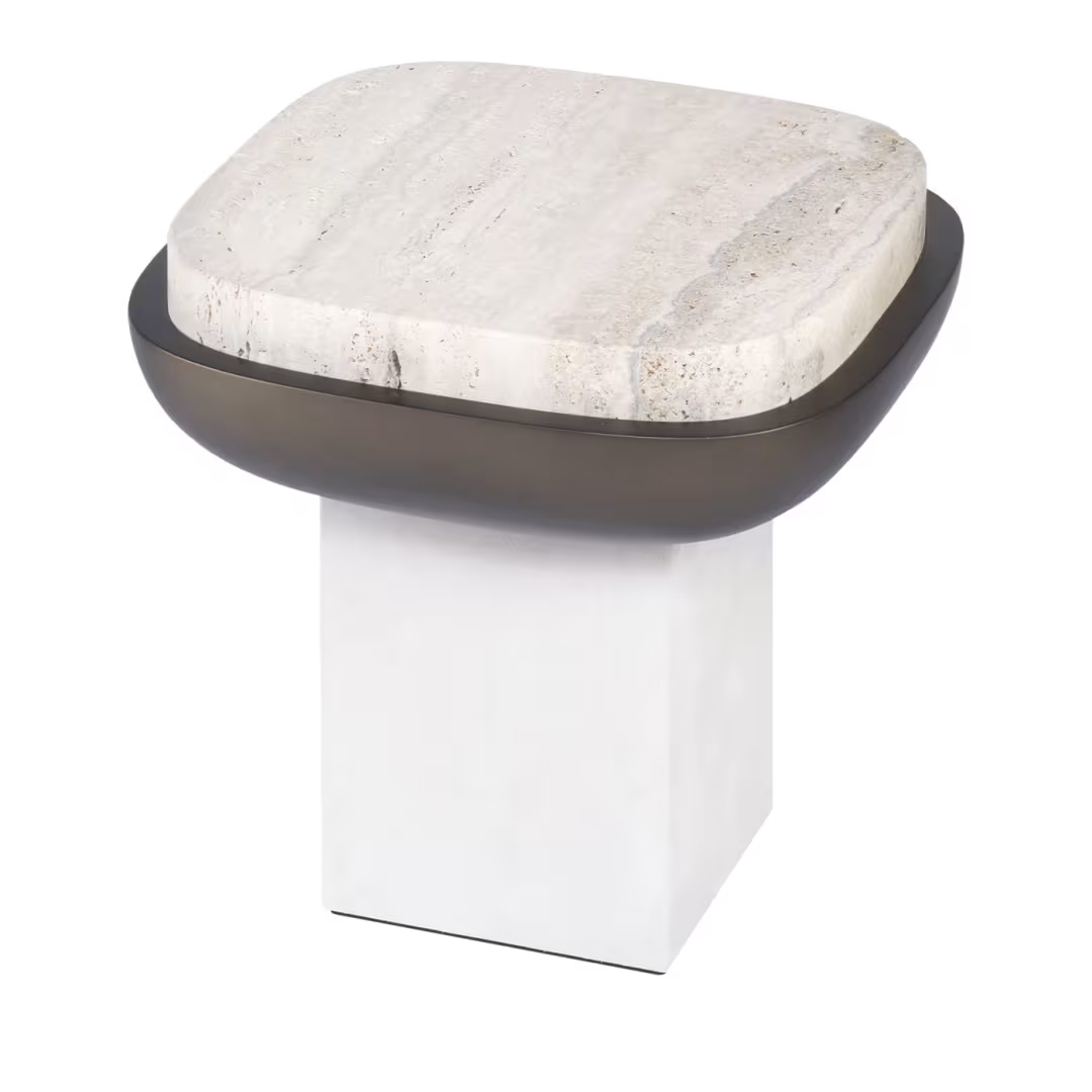 Olympia travertine square side table