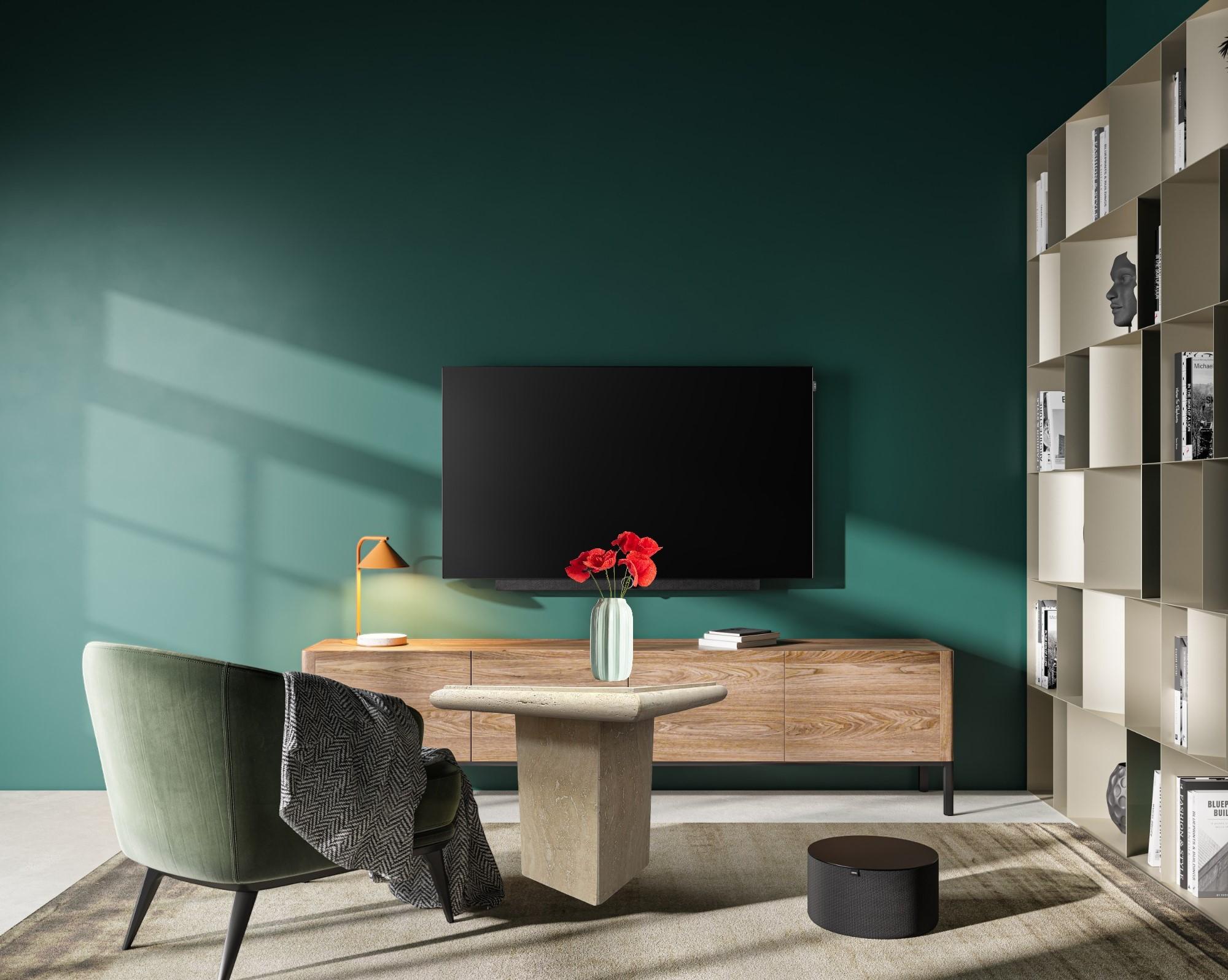 Travertine marble table with a modern design