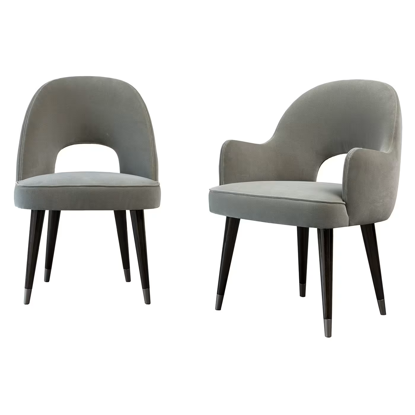 Eva grey wood upholstered fabric armchair
