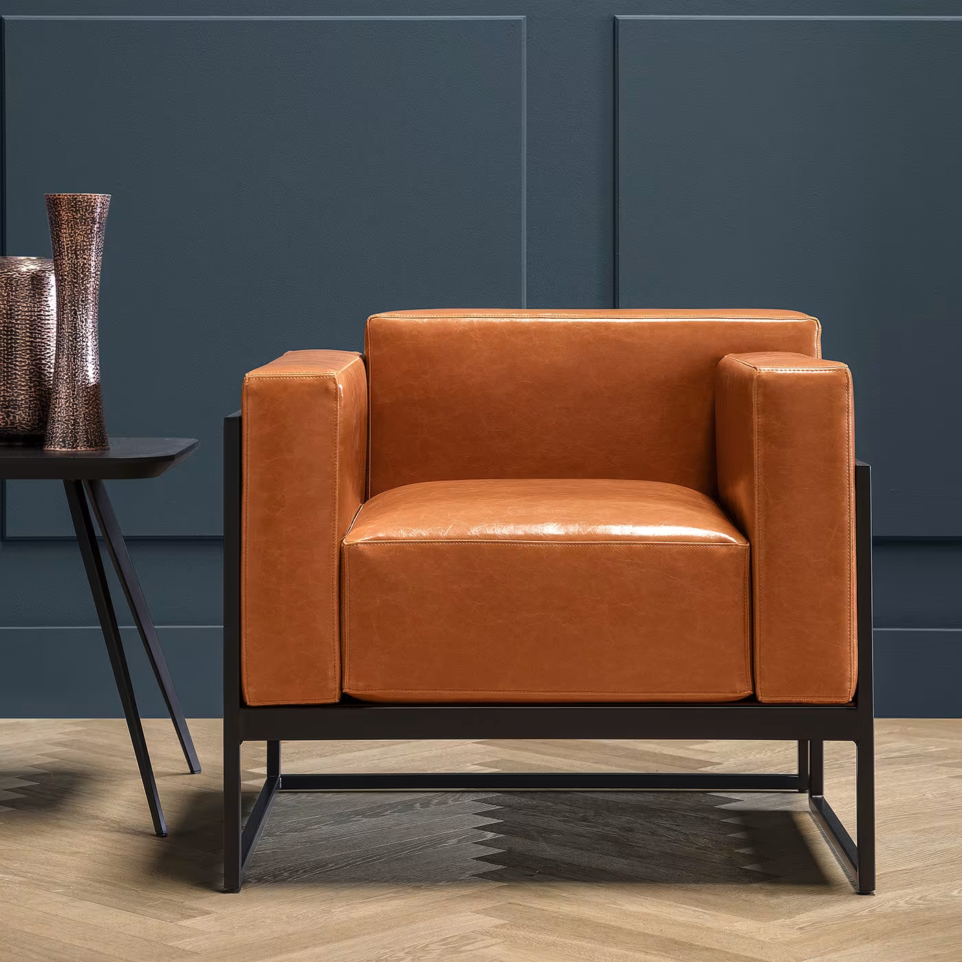 Kirk cognac leather armchair