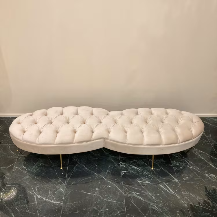 Beige tufted bench
