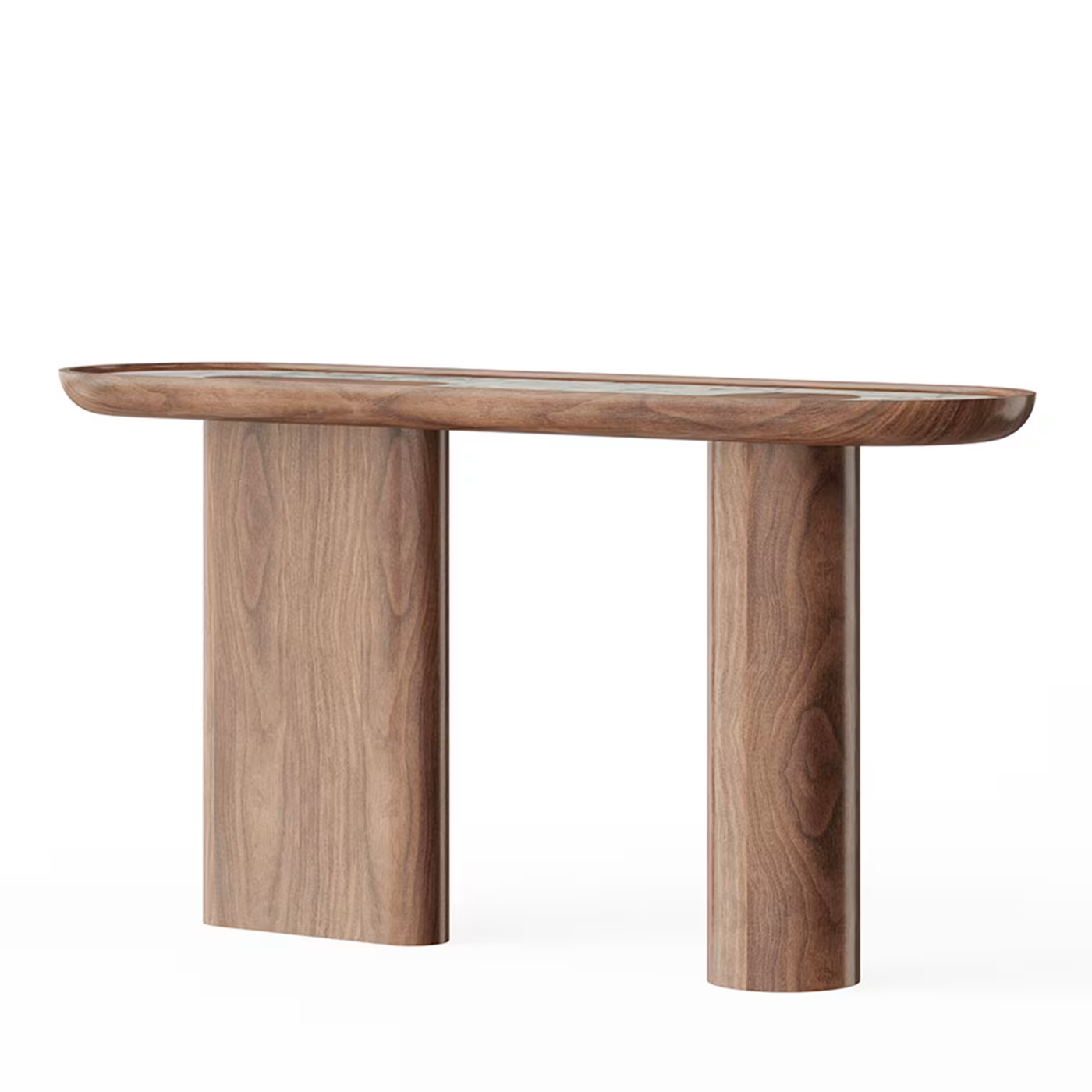 Oval canaletto walnut console