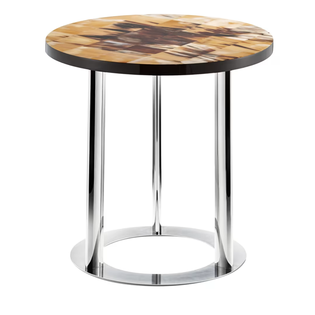 Wood round side table