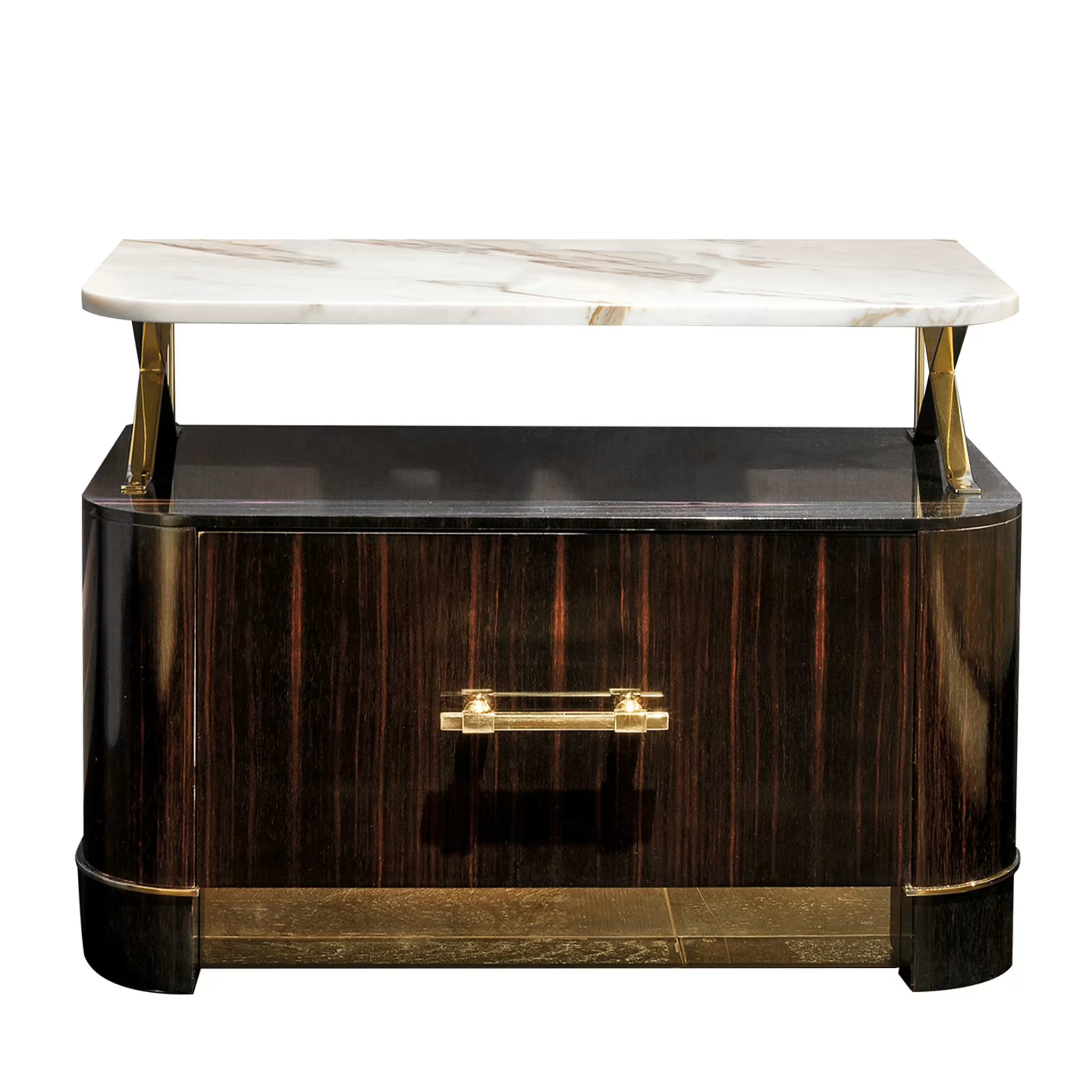 Ebony and calacatta bedside table