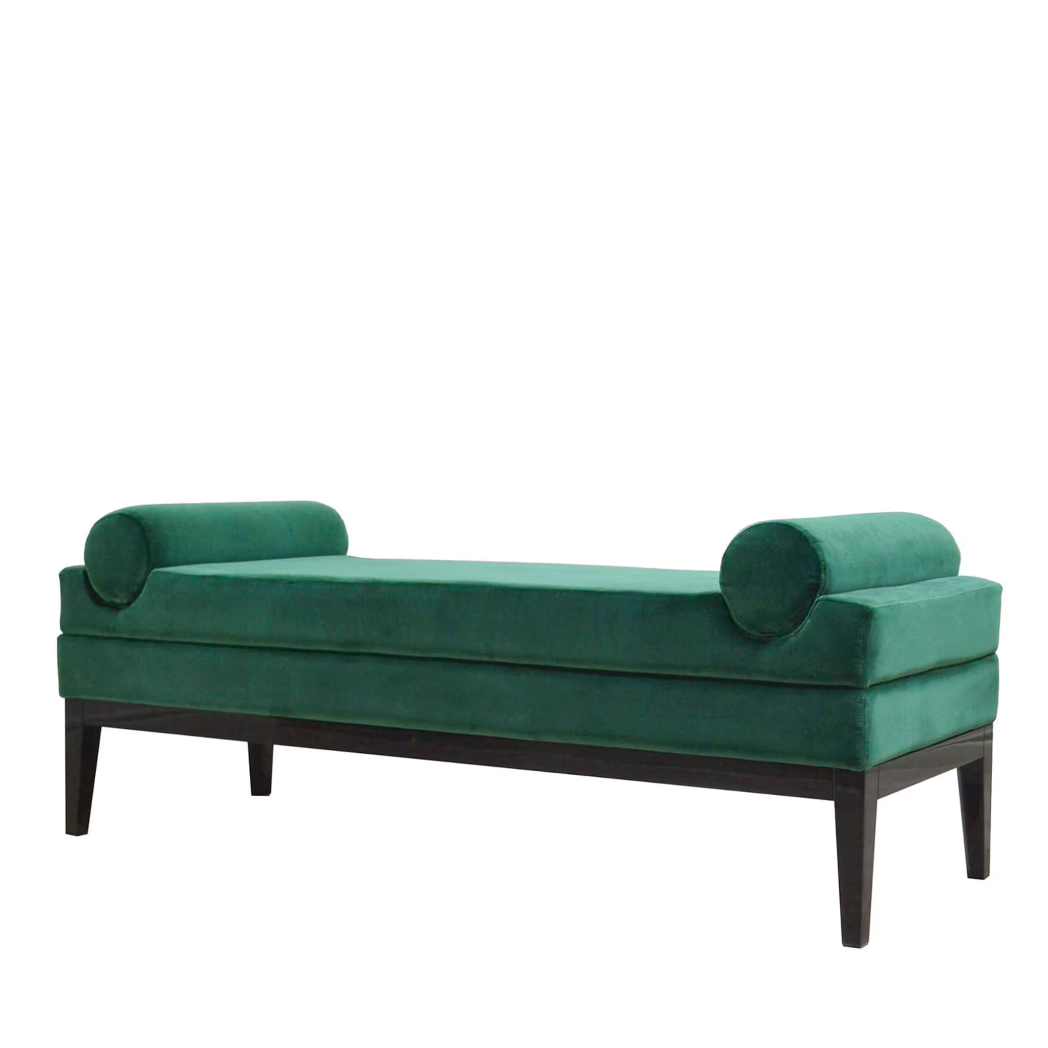 Italian Contemporary Upholstered Bench In Green Velvet Fabric