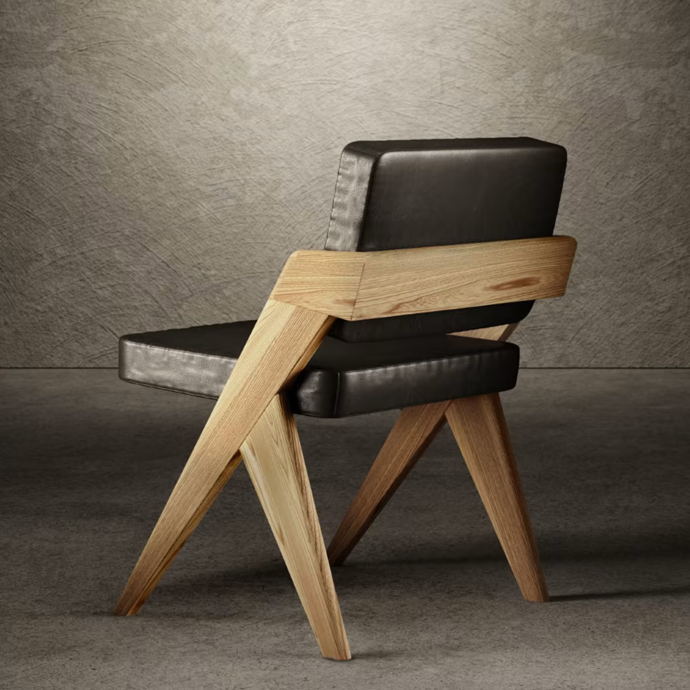 Souvenir armless chair black leather