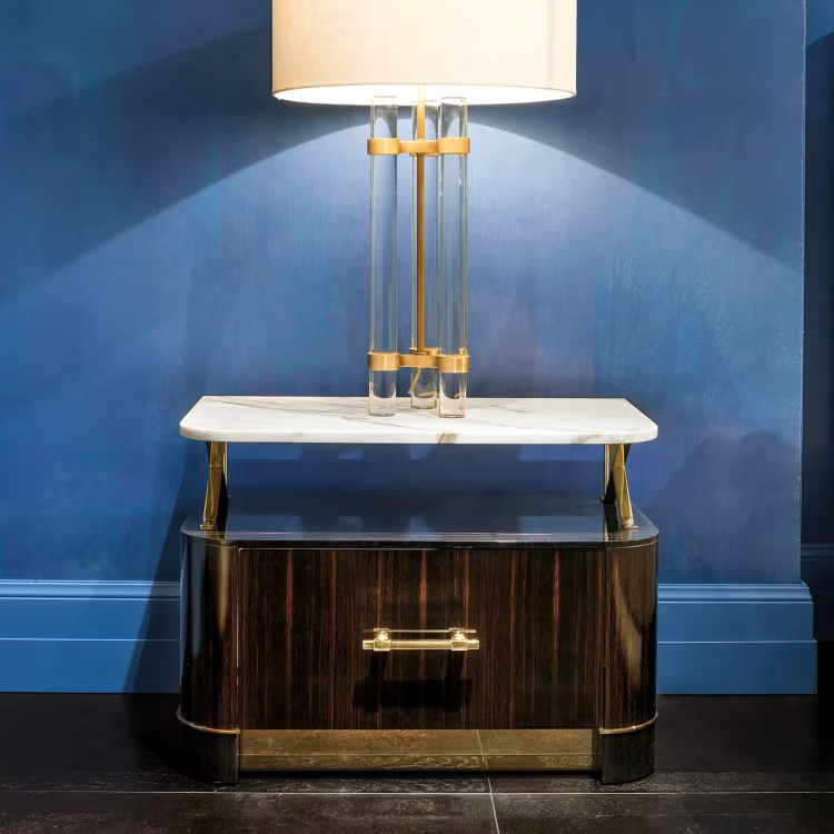 Ebony and calacatta bedside table