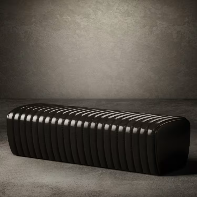 Petit arret black leather bench