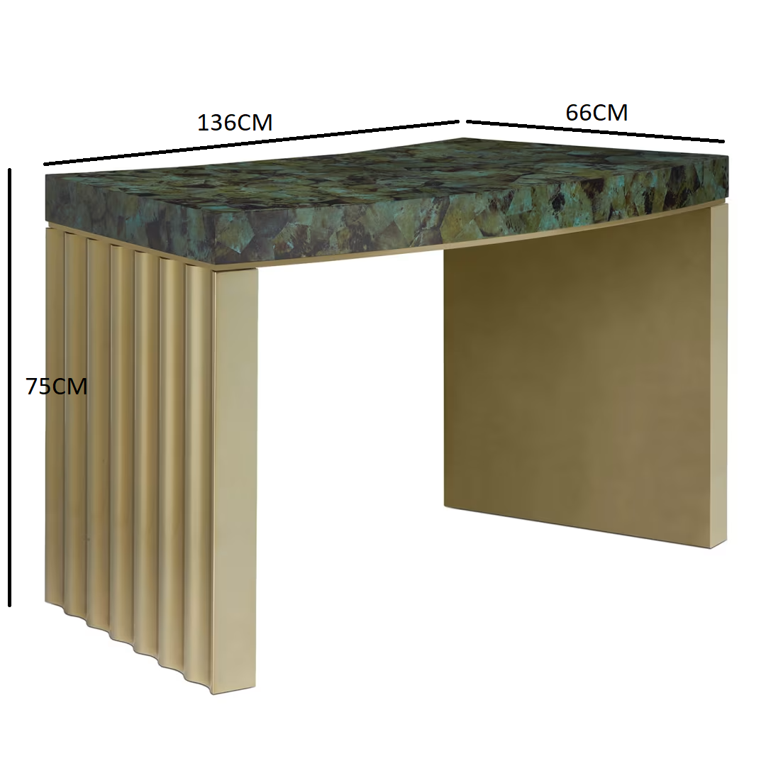 Olivia small desk green spotted shell