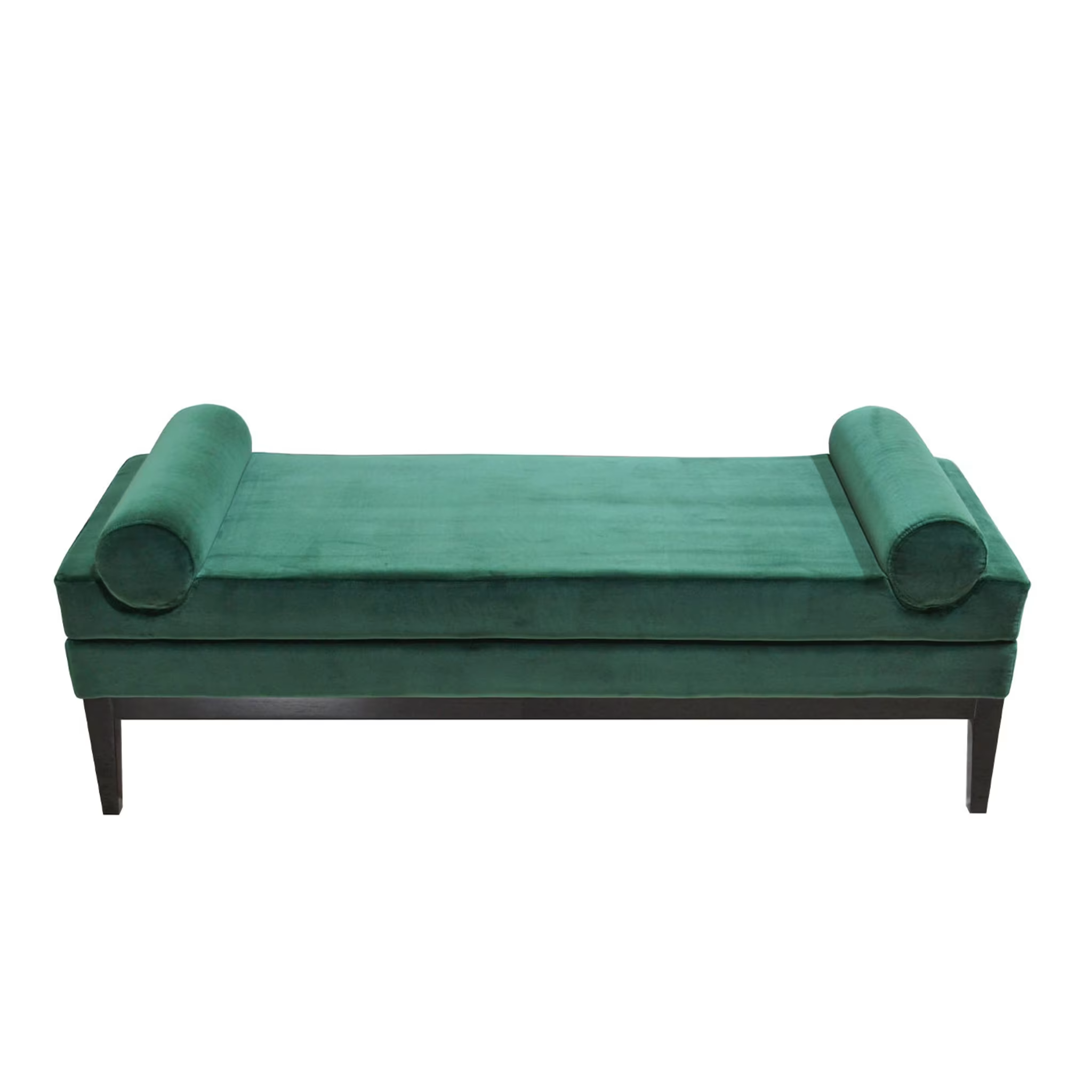 Italian Contemporary Upholstered Bench In Green Velvet Fabric