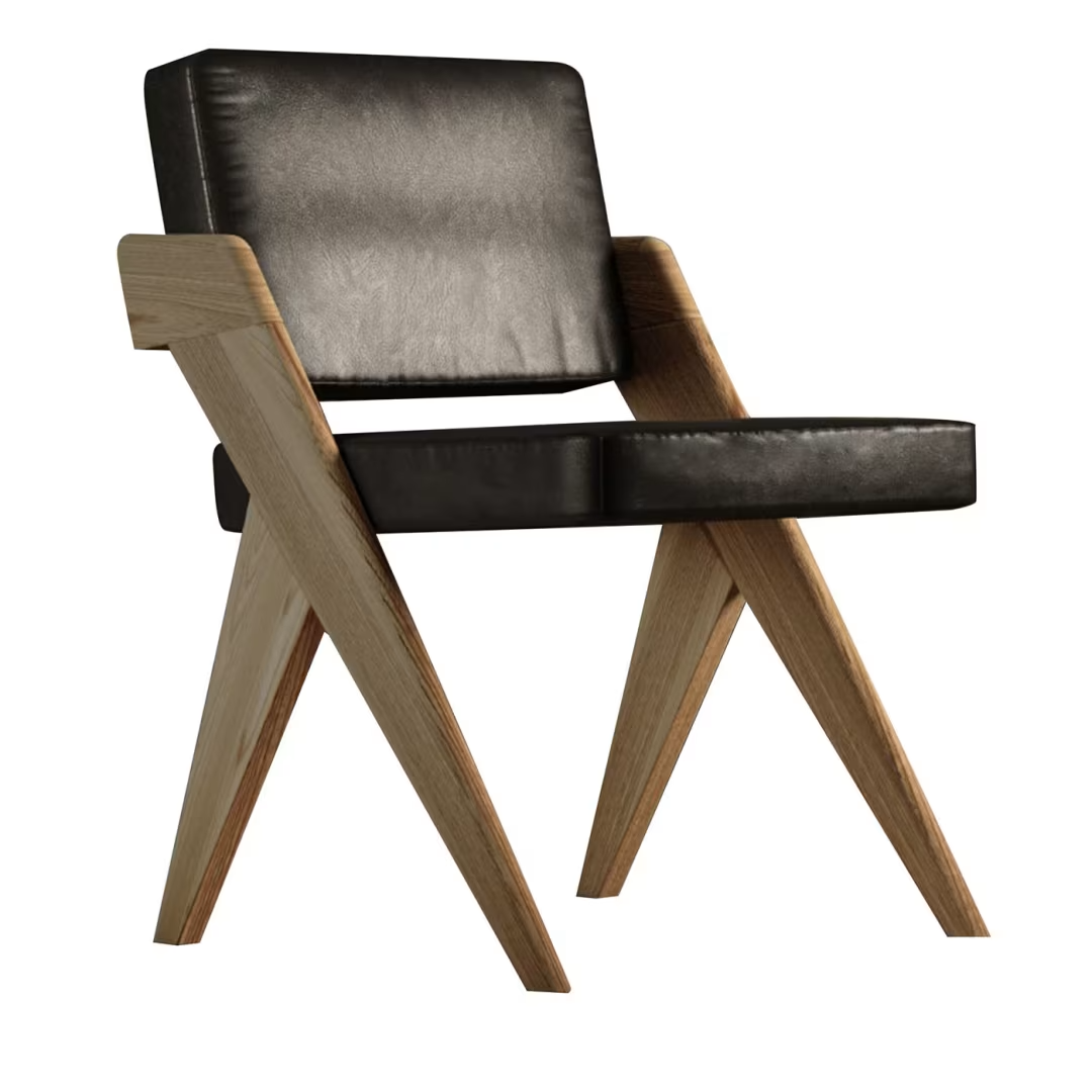 Souvenir armless chair black leather