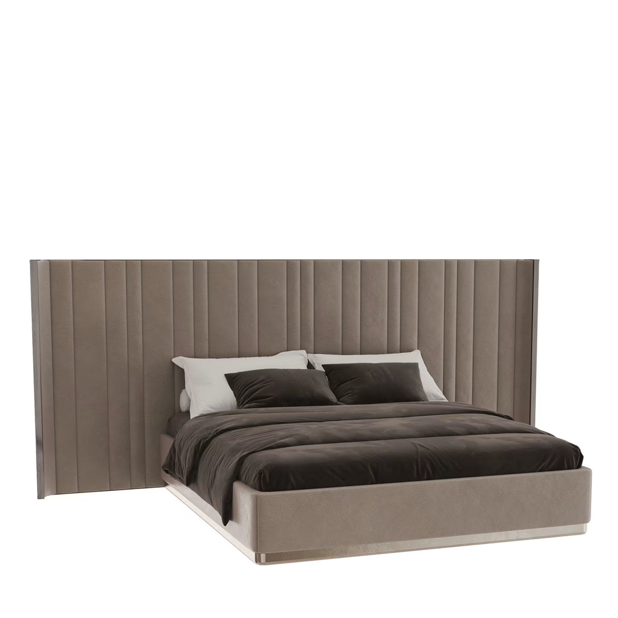 Saga 140 xl italian curved bed in nabuck leather
