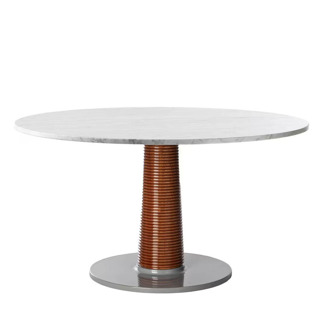 Sunset lounge lucido mediterraneo mahogany dining table carrara