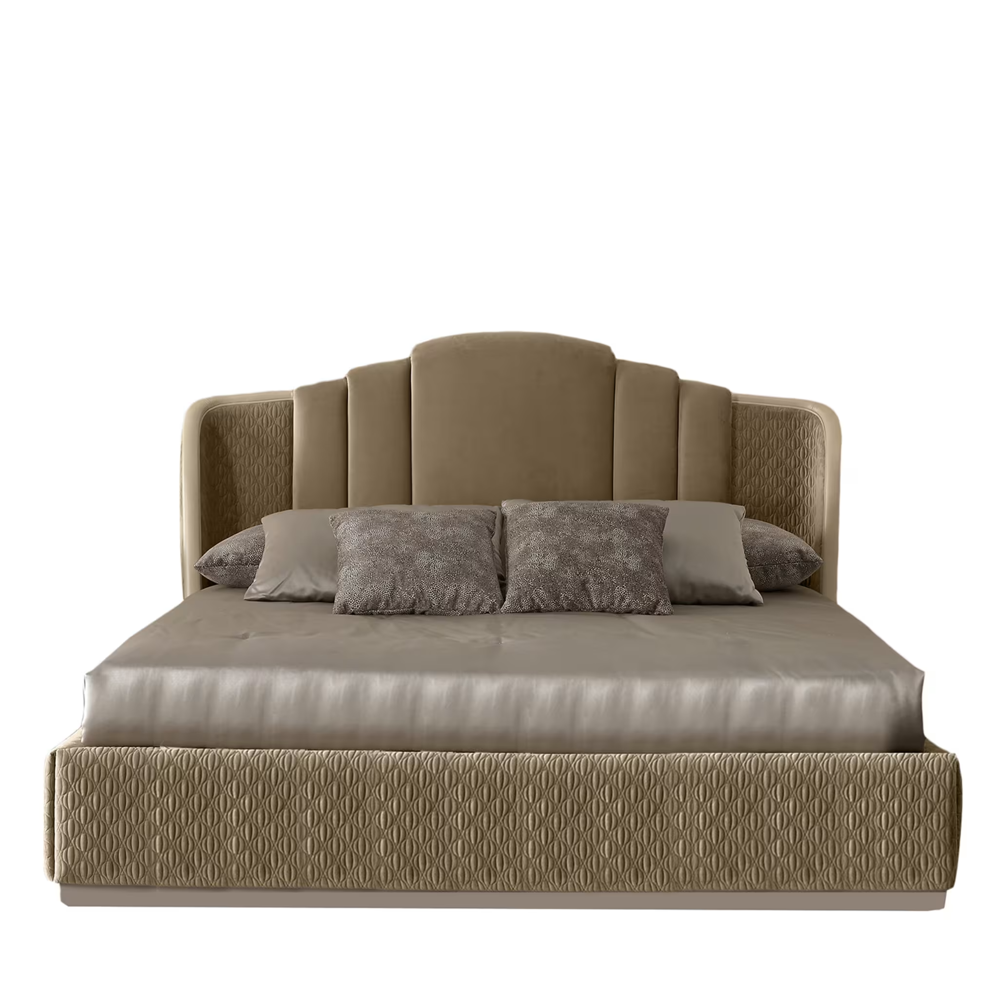 Beige textile bed