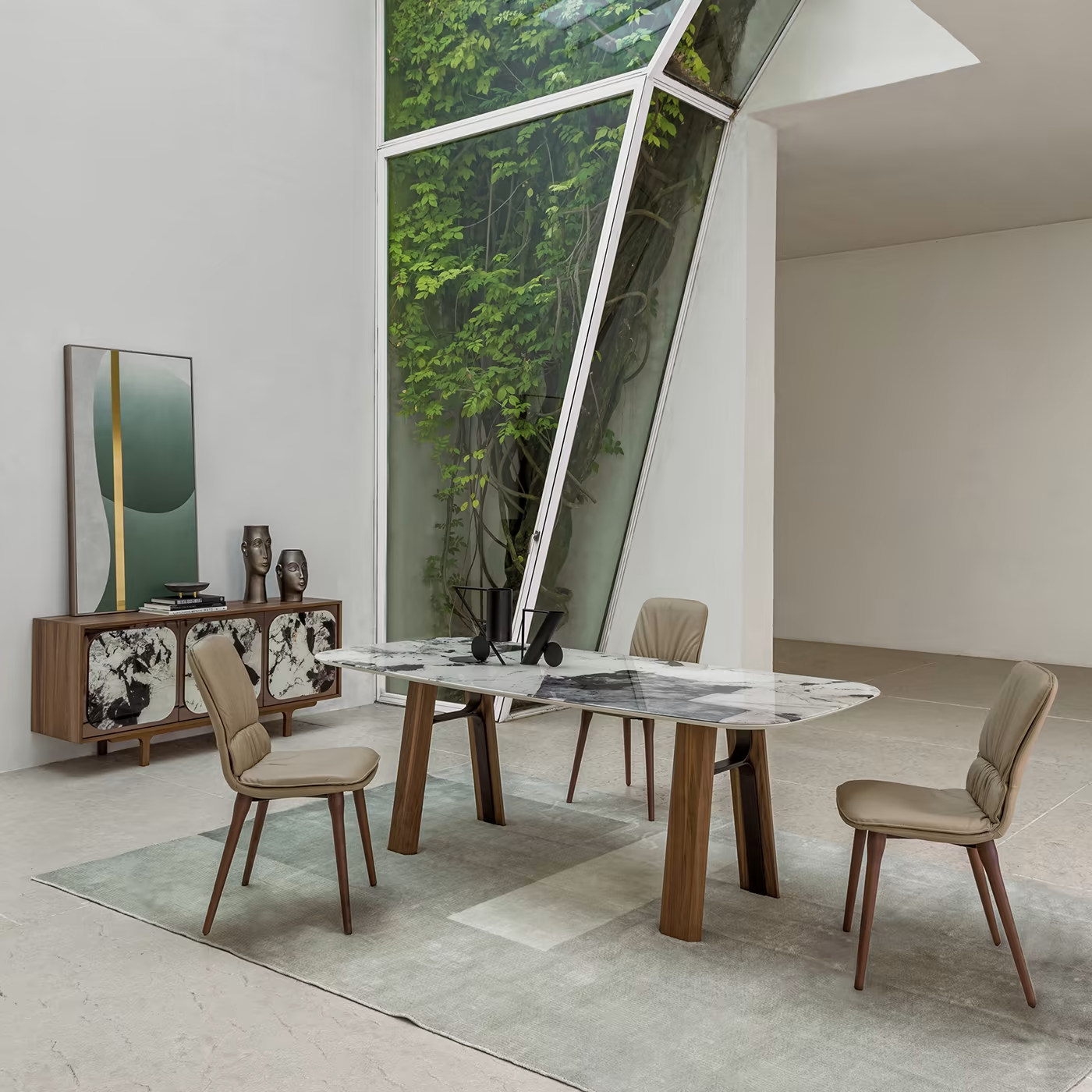 Bridge patagonia marble effect and canaletto walnut table