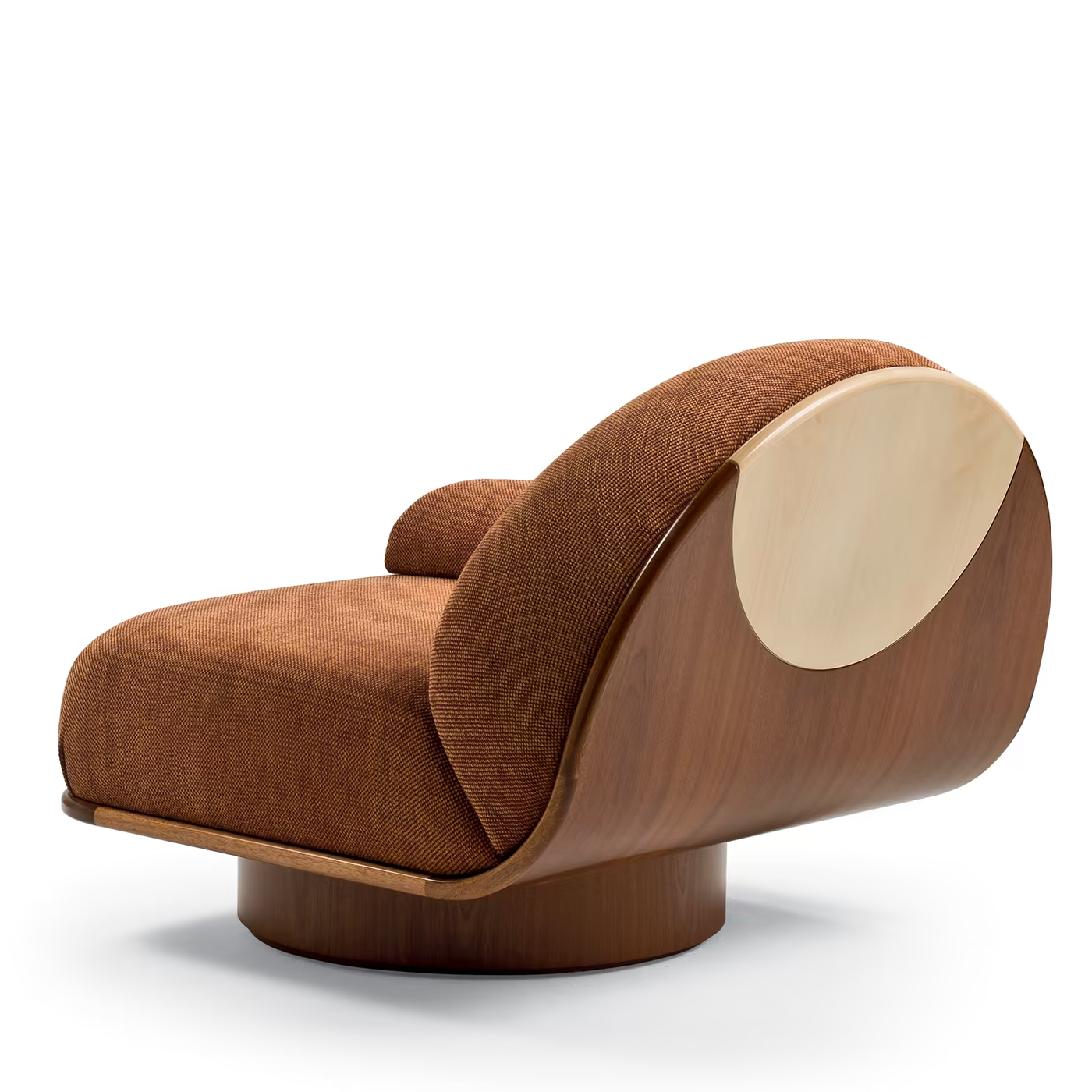 Thumb asymmetrical rust armchair