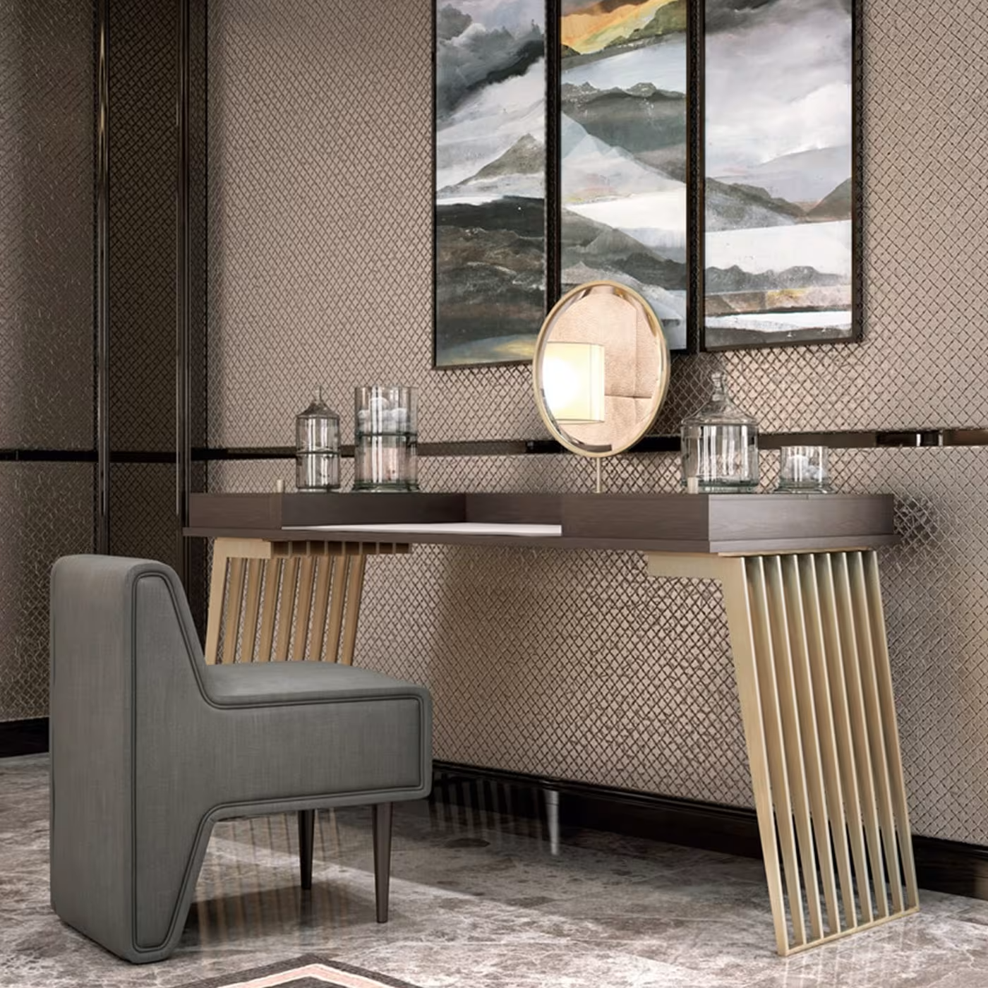 Hamptons metal vanity table