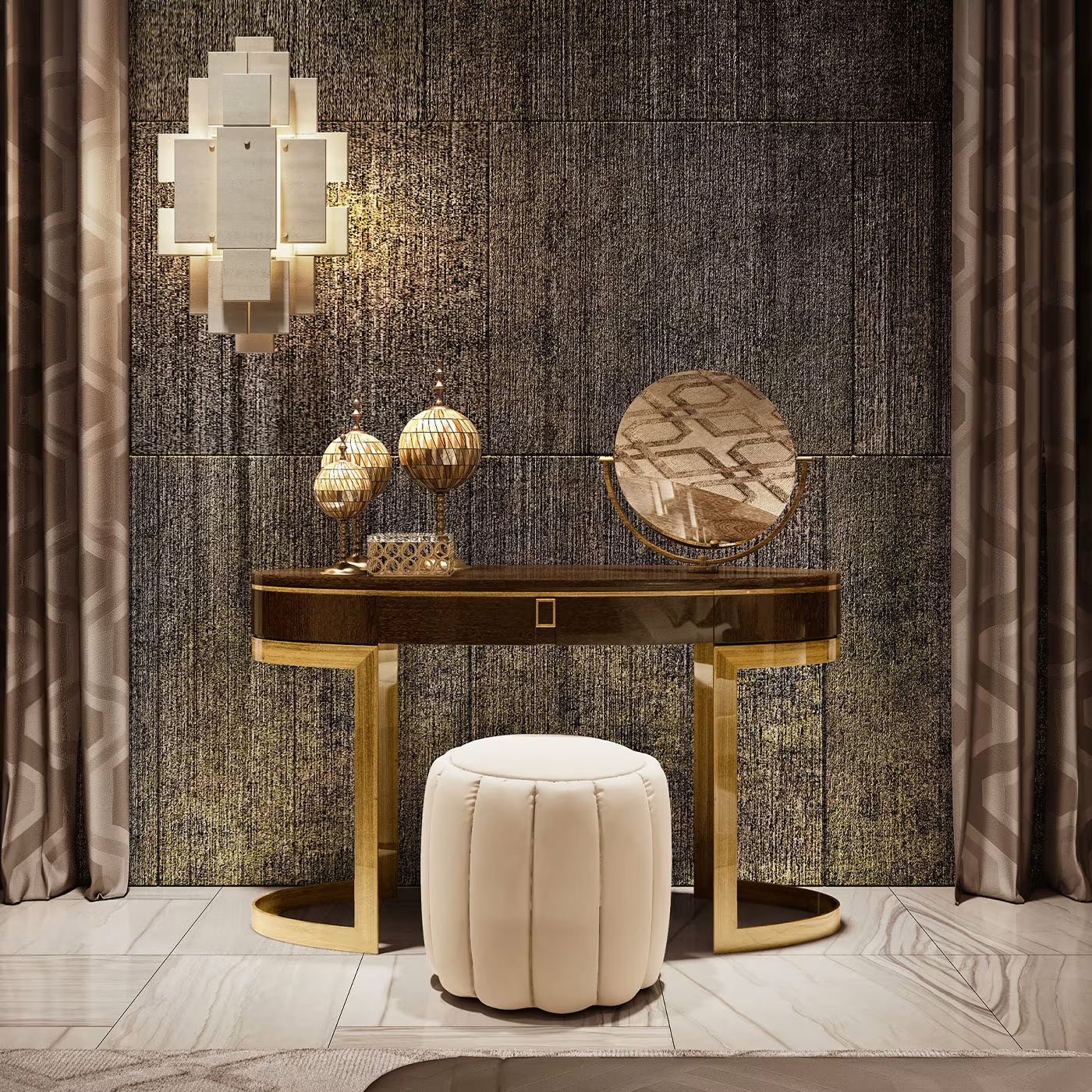 Wooden vanity table with mirror fb collection