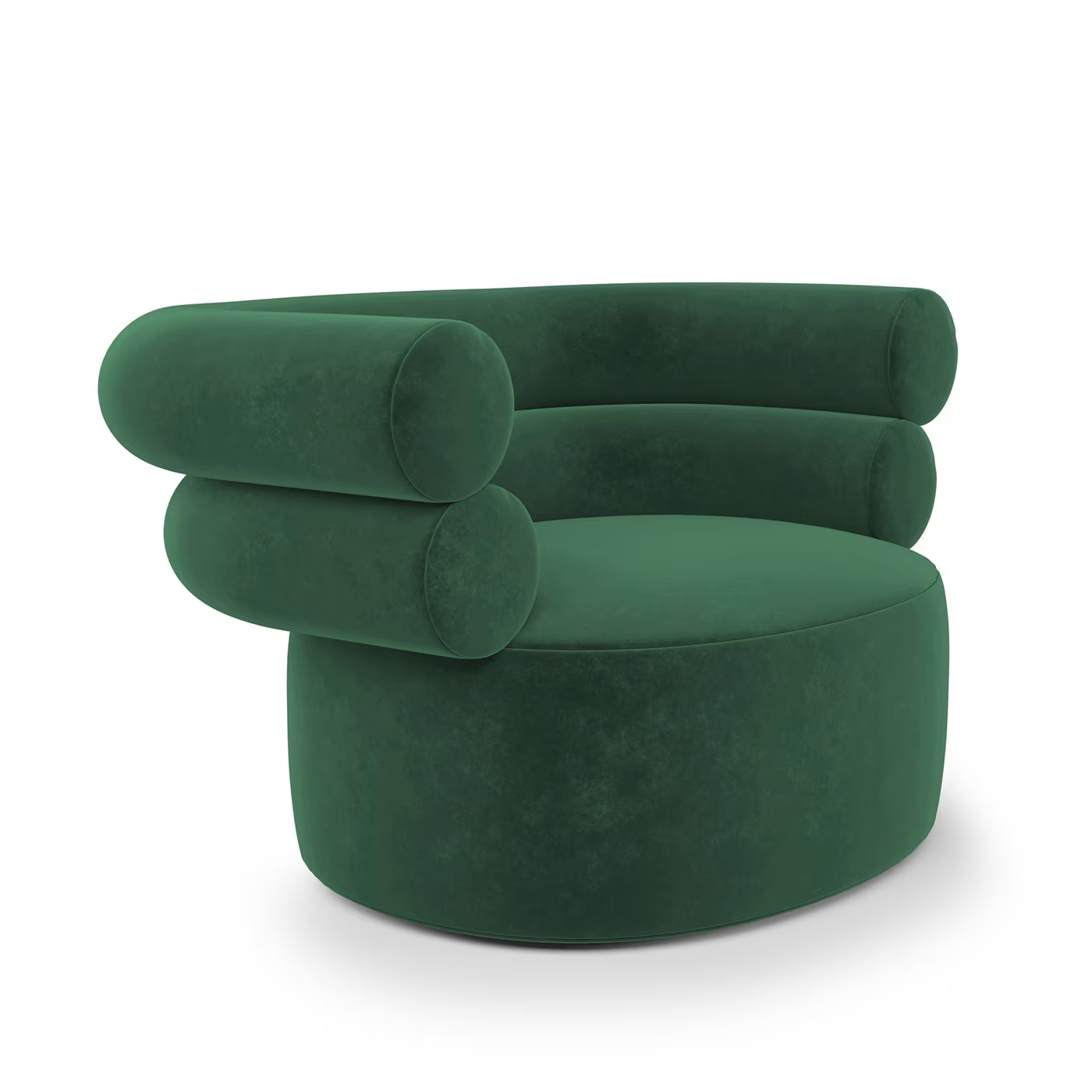Tube emerald-green velvet armchair
