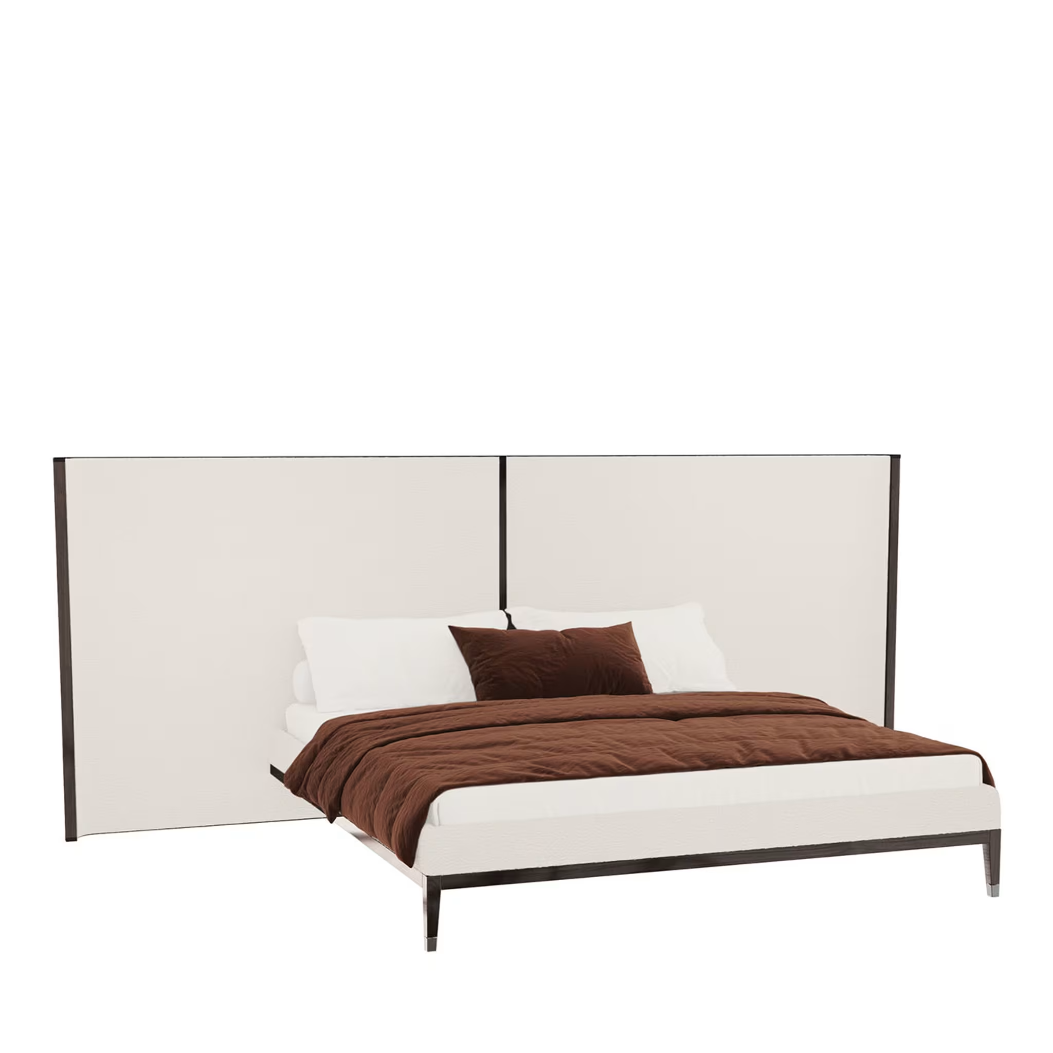 Thyia 140 xl italian curved bed in ivory boucle fabric