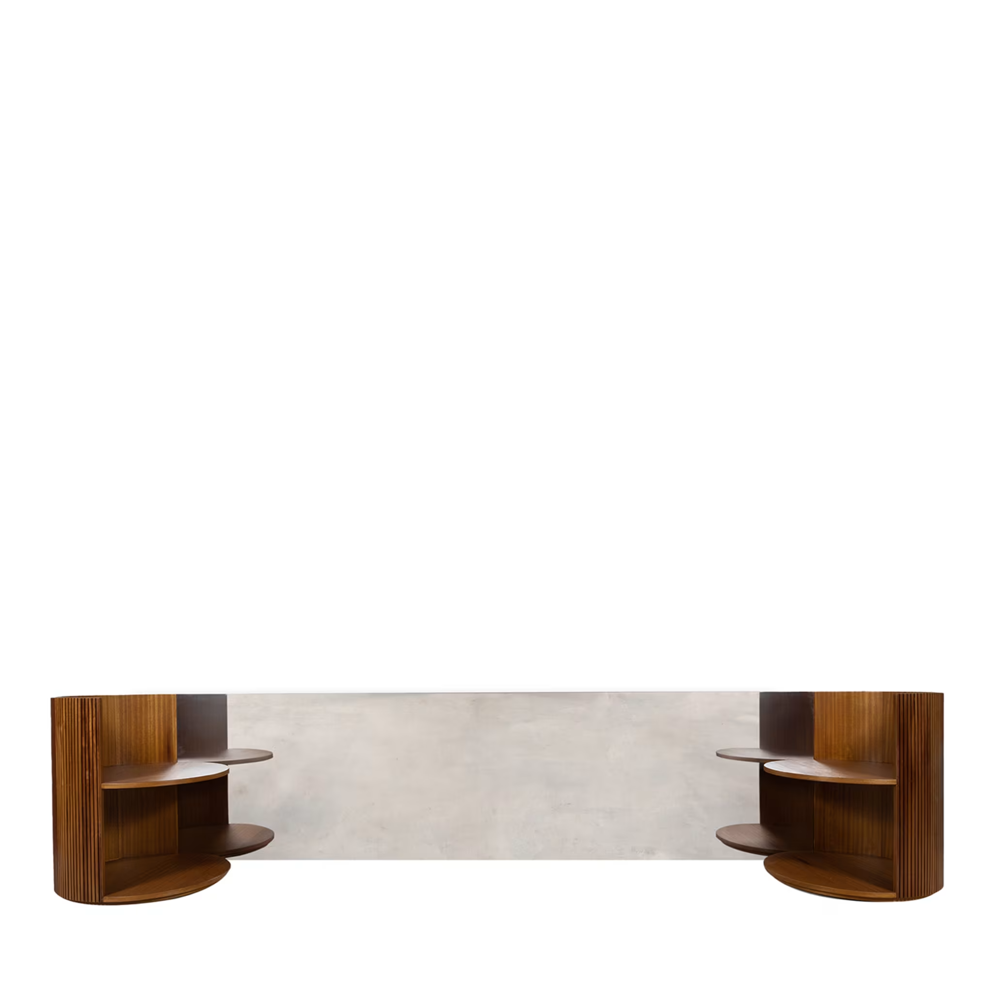 Verale wood and steel headboard with integrated night tables