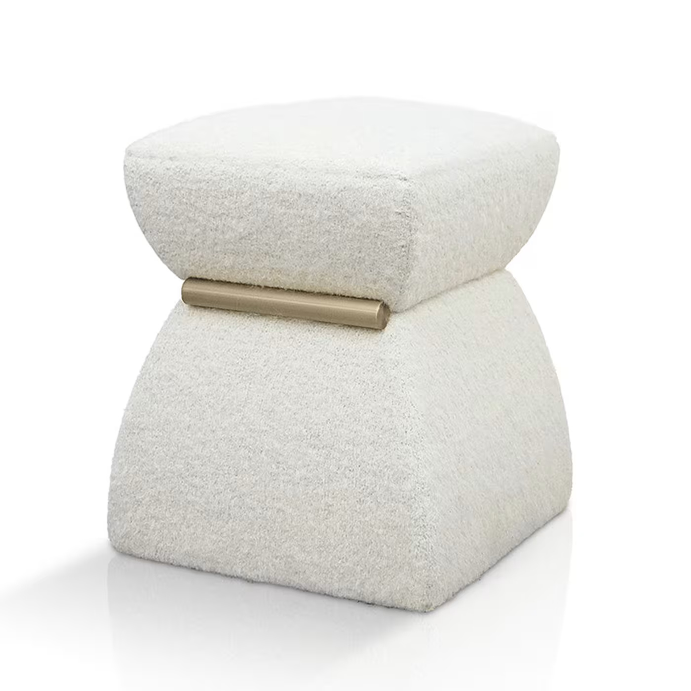 Cusi pouf in white mohair