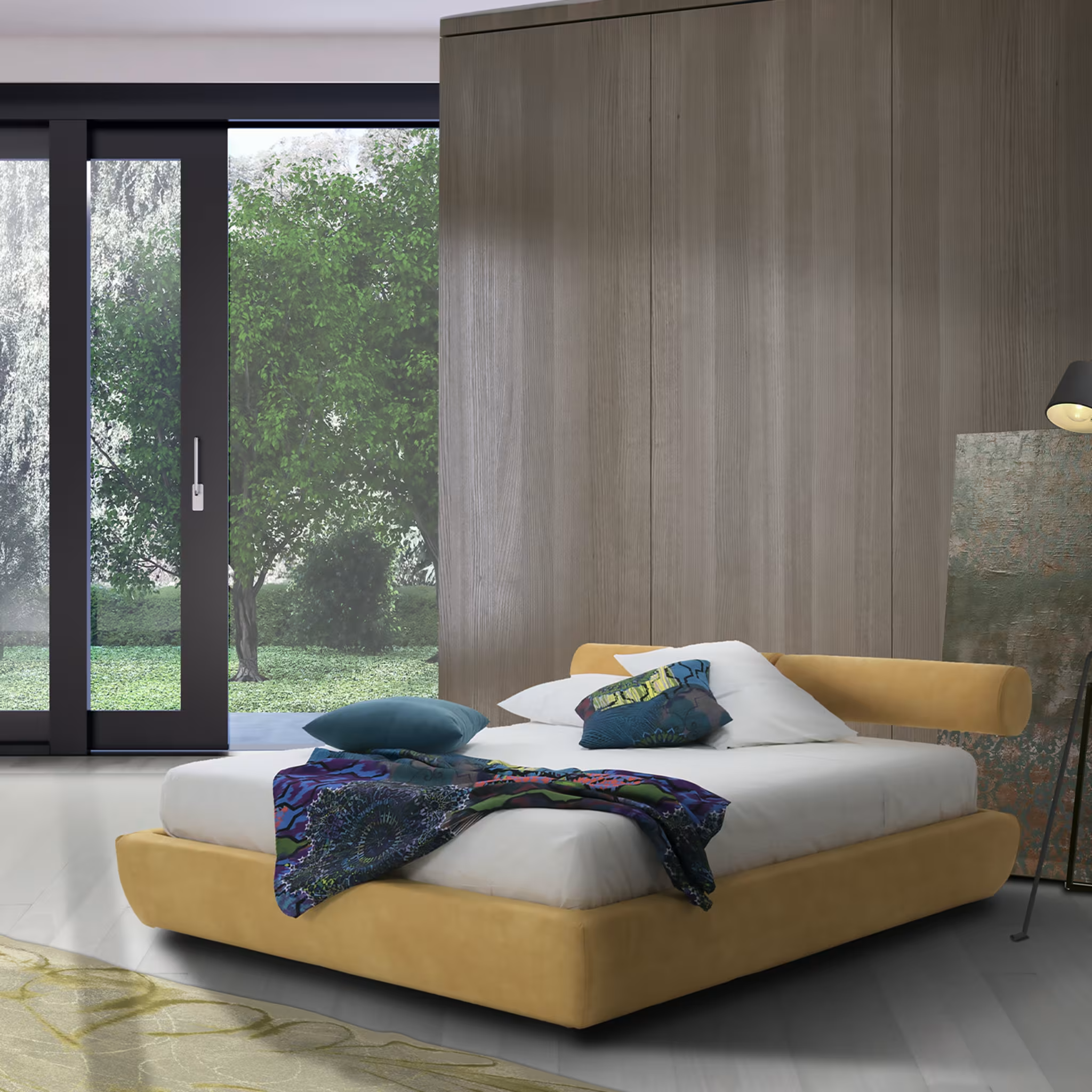 Body yellow double bed