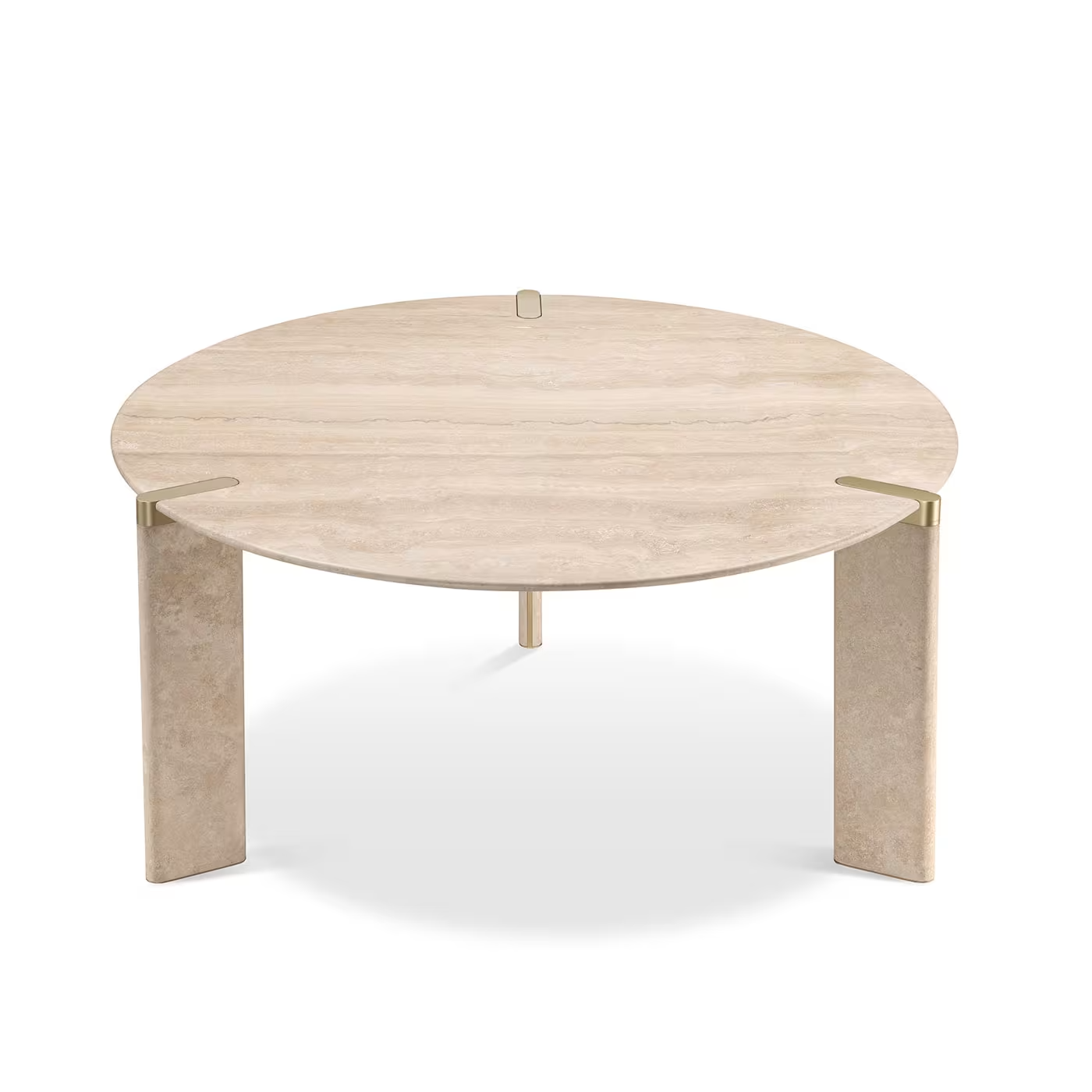 Ottanta round travertine dining table